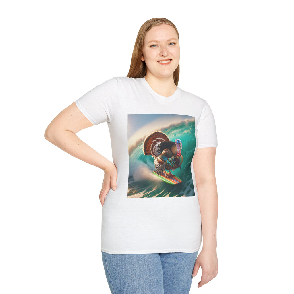 Majestic Surfing Turkey T-Shirt – Thanksgiving Wildlife Graphic Tee