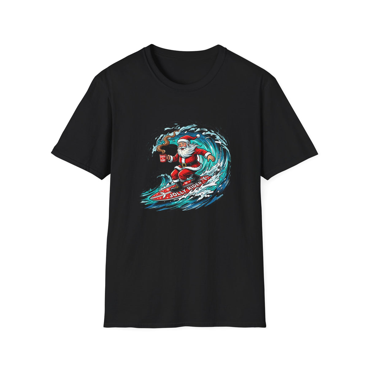 Santa Surfing T-Shirt — Surfing Santa Christmas Tee