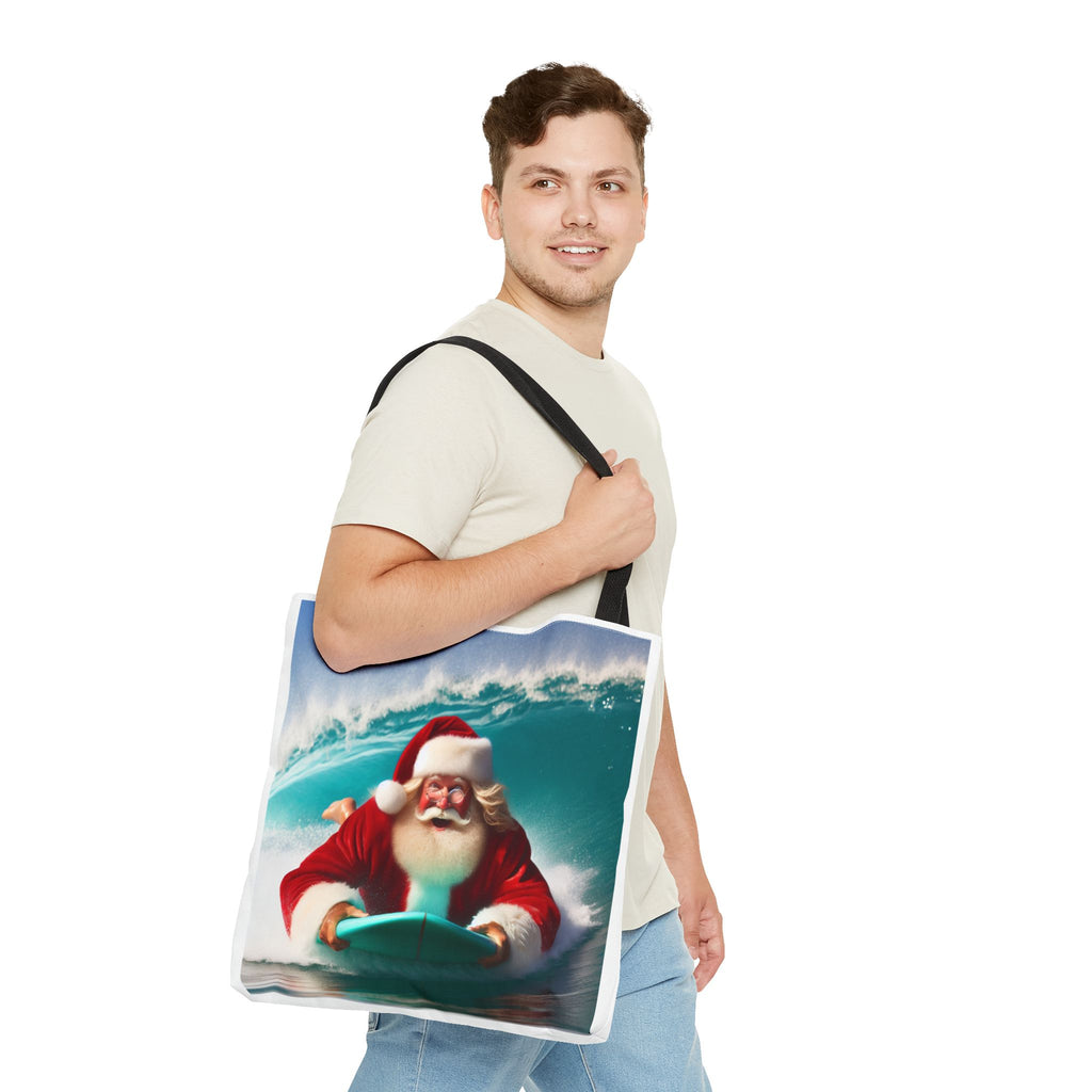 Christmas Surfing Santa Tote Bag – Festive Beach Holiday Shopper