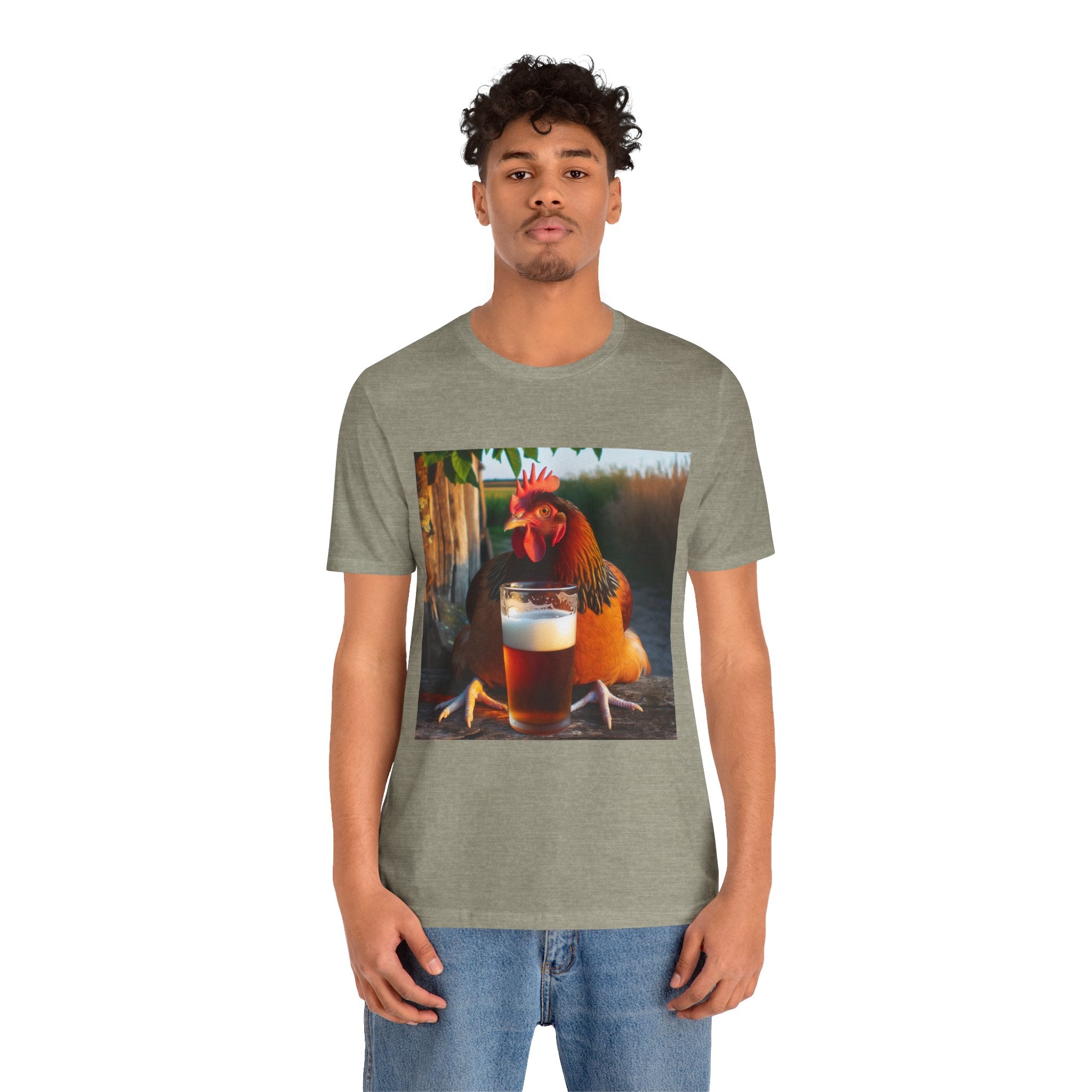 Funny Rooster with Beer Graphic Unisex T-Shirt