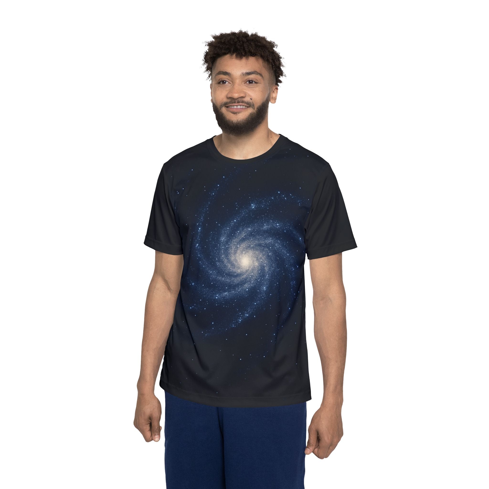 Galaxy Spiral Sports Jersey — Men's Cosmic Space Theme Athletic Tee