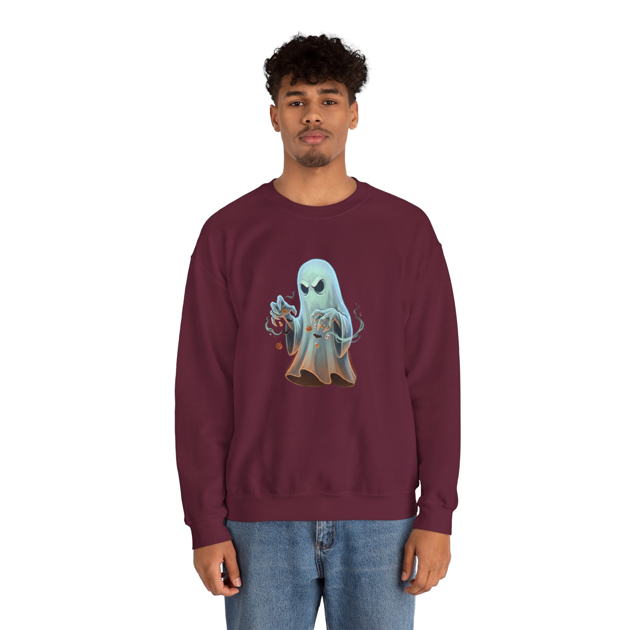 Grumpy Ghost Halloween Crewneck Sweatshirt