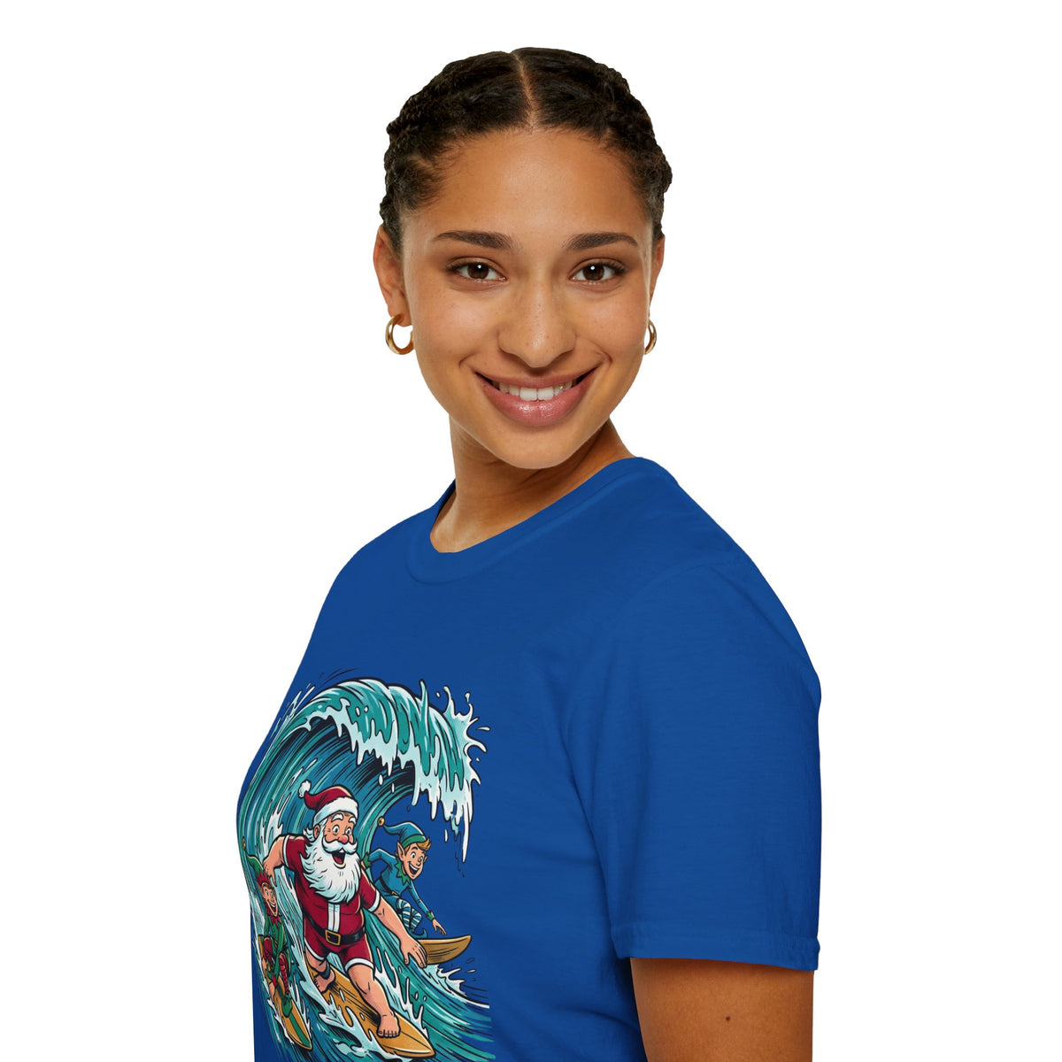 Surfing Santa T-Shirt — Christmas Beach Holiday Tee