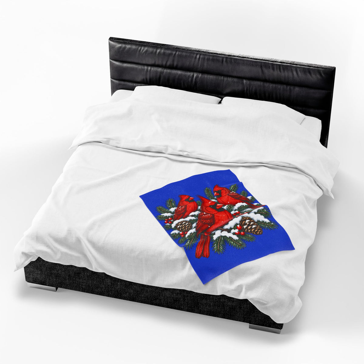 Cardinal Christmas Velveteen Plush Blanket
