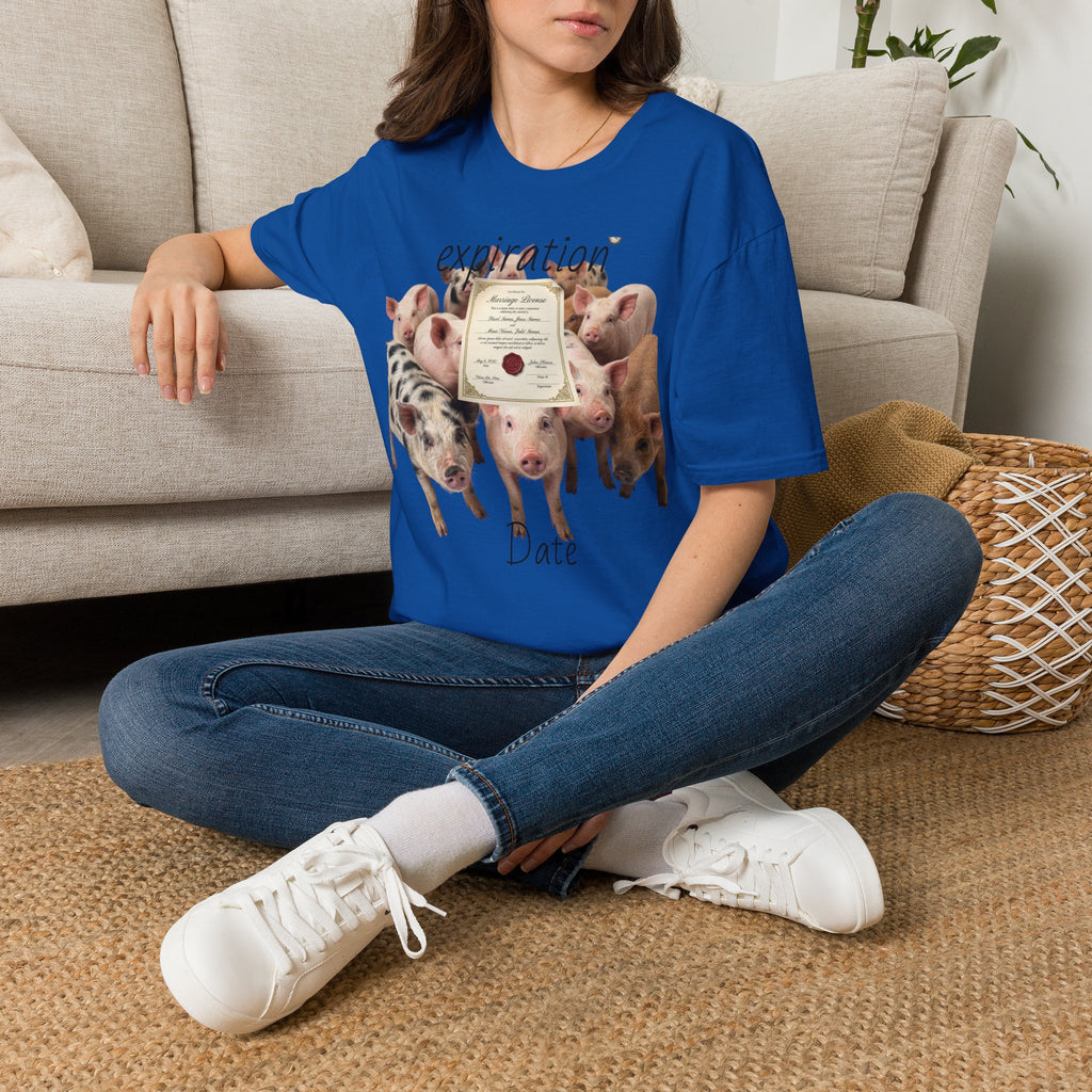 Pig Adoption Certificate T-Shirt — "Expiration Date" Cute Farm Piglet Tee