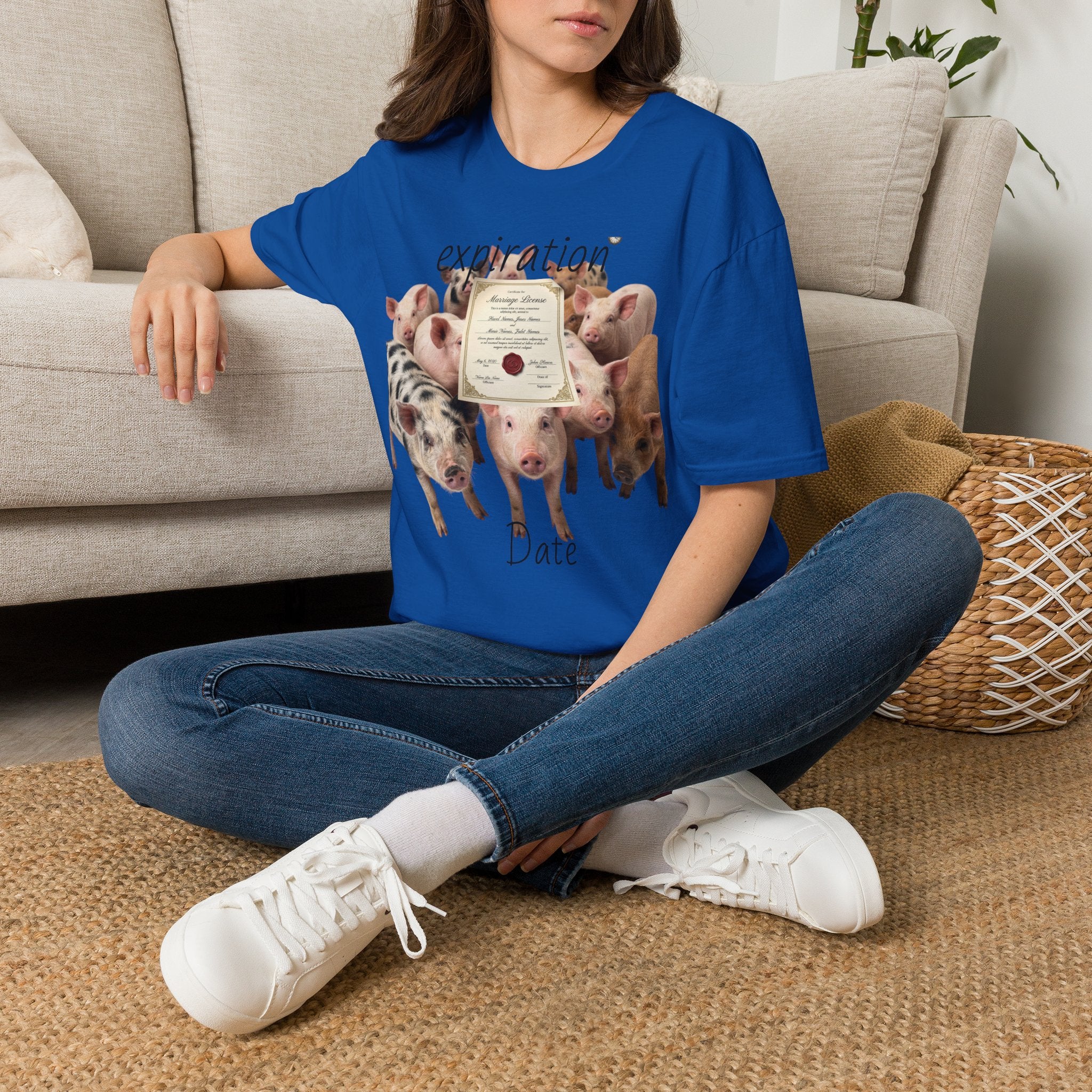 Pig Adoption Certificate T-Shirt — "Expiration Date" Cute Farm Piglet Tee
