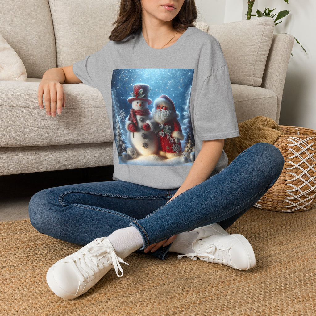 Christmas Santa & Snowman T-Shirt — Holiday Winter Scene Tee