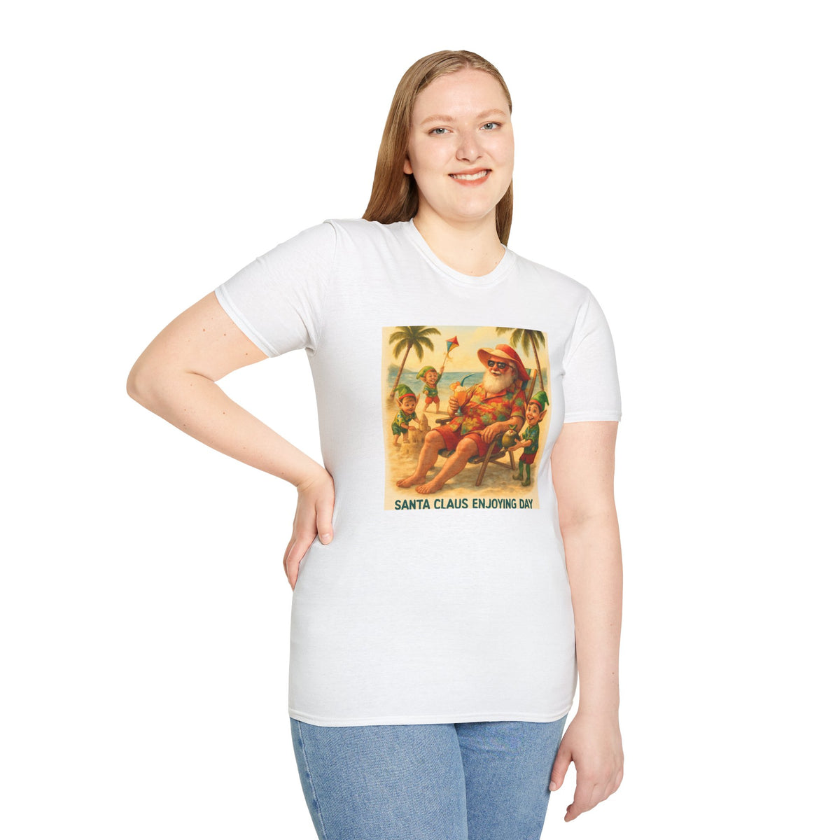 Santa Claus Enjoying Day T-Shirt – Retro Beach Holiday Tee