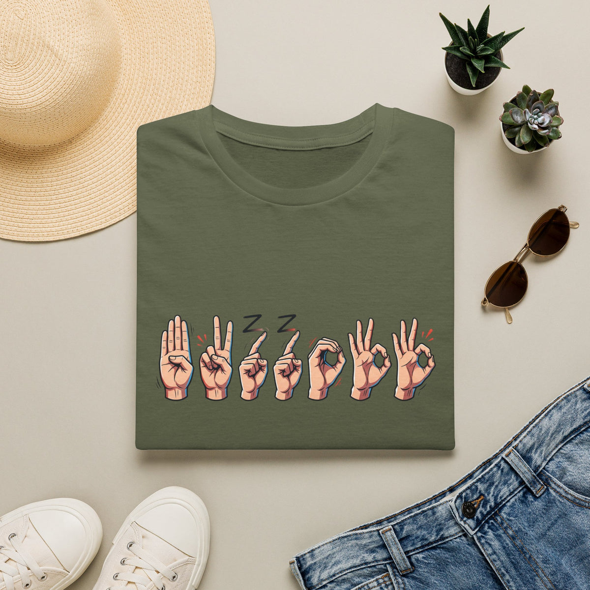 Sleepy ASL Hands T-Shirt — "Zzz" Sign Language Graphic Tee