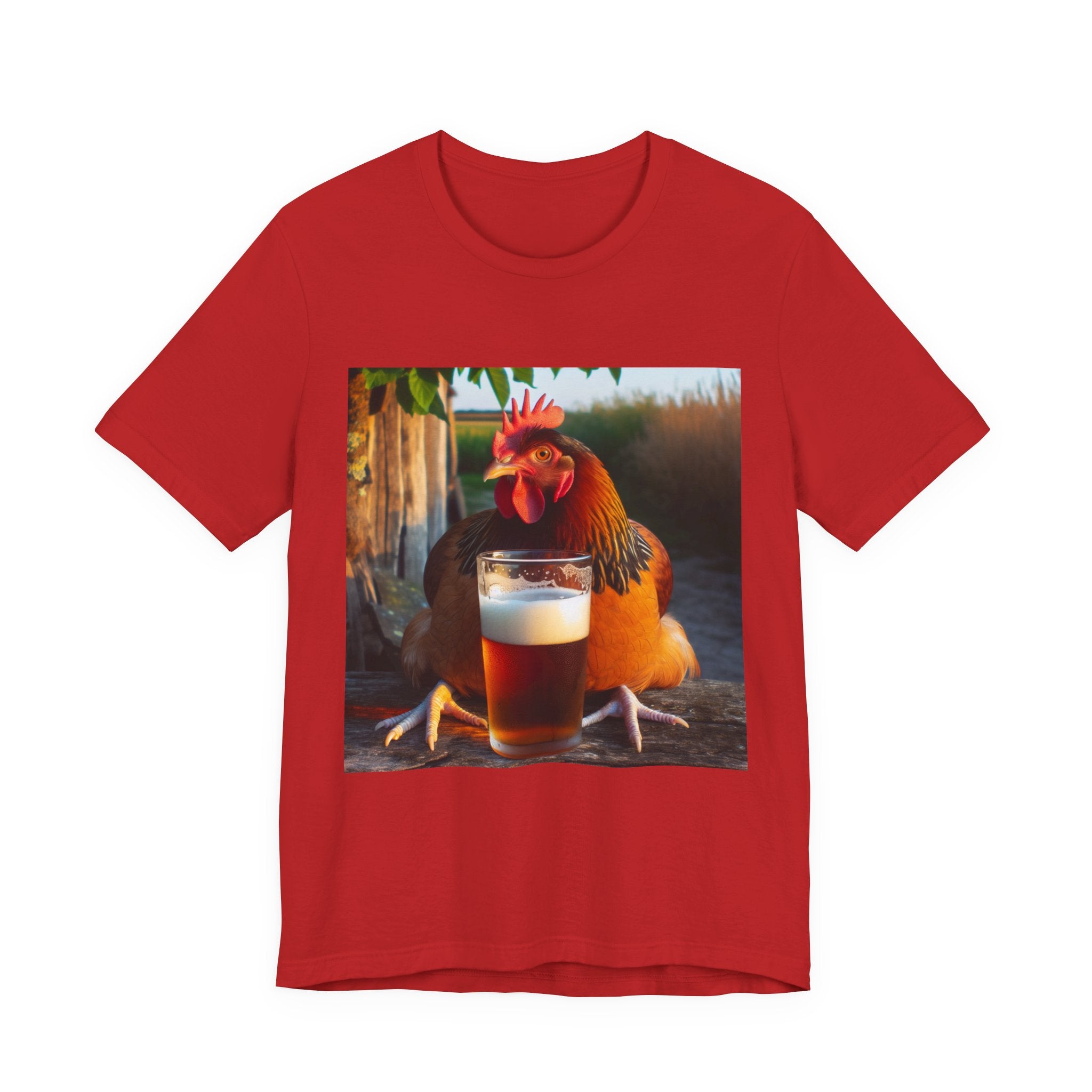 Funny Rooster with Beer Graphic Unisex T-Shirt