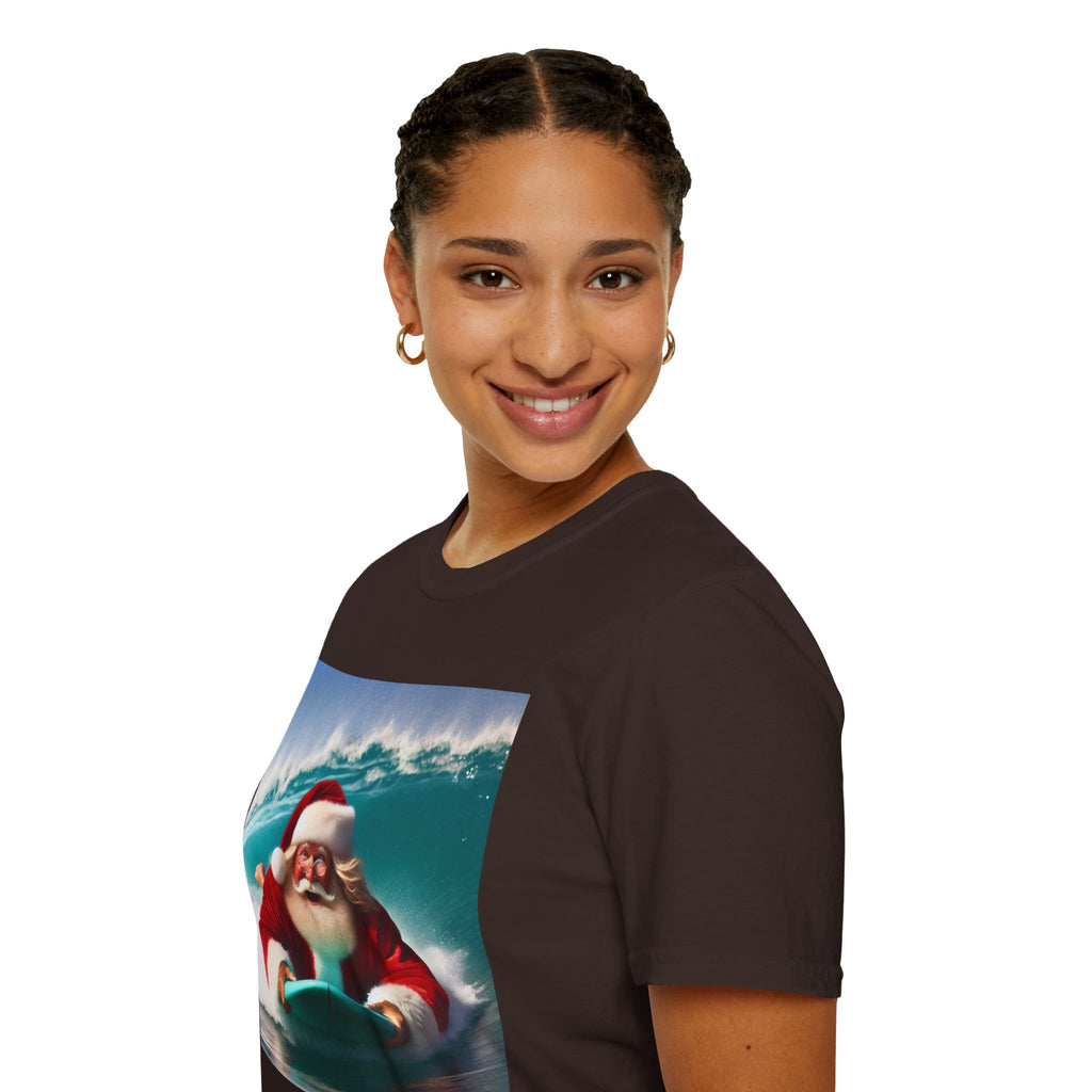 Surfing Santa T-Shirt — Funny Christmas Surf Holiday Tee