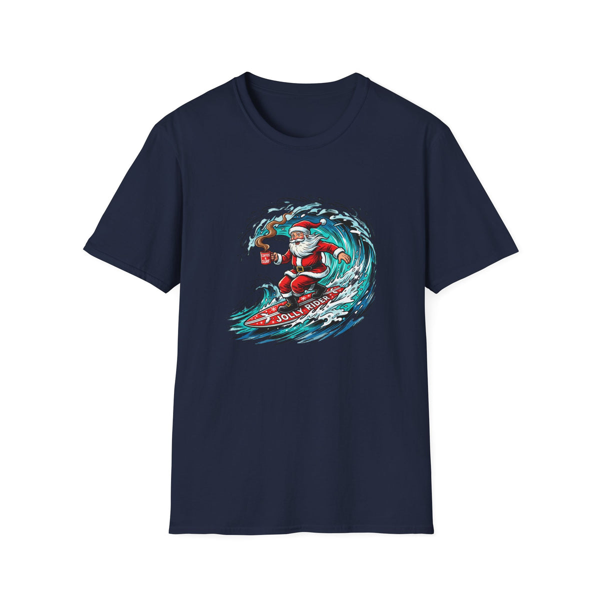 Santa Surfing T-Shirt — Surfing Santa Christmas Tee