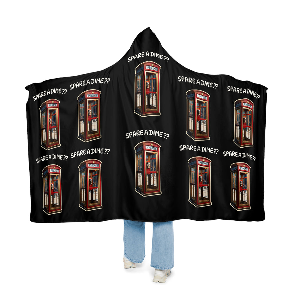 Hooded Blanket — 'Spare a Dime?' Vintage Phone Booth Snuggle Blanket