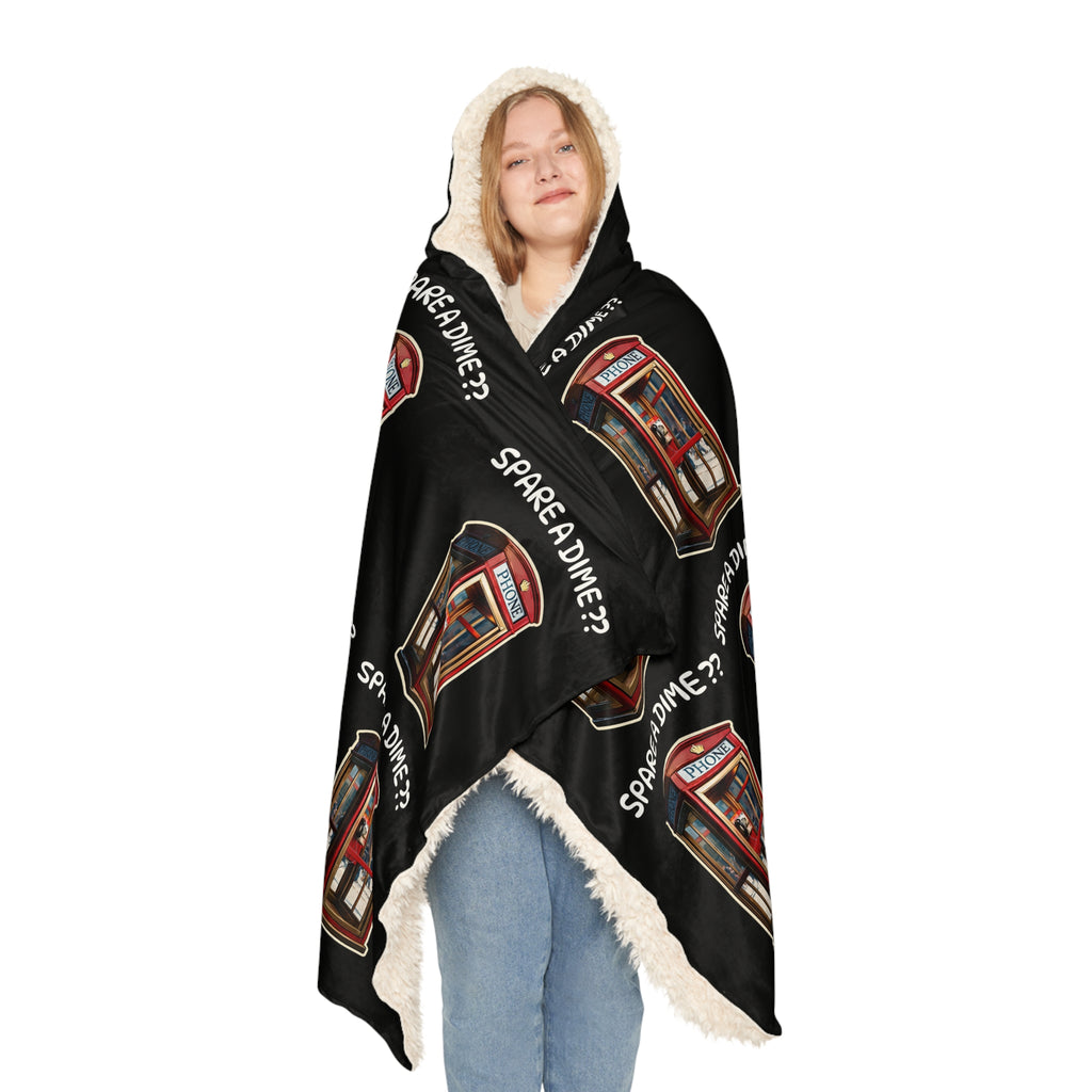 Hooded Blanket — 'Spare a Dime?' Vintage Phone Booth Snuggle Blanket