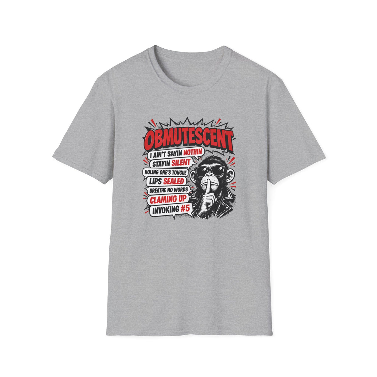 Obmutescent Shushing Monkey Funny T-Shirt
