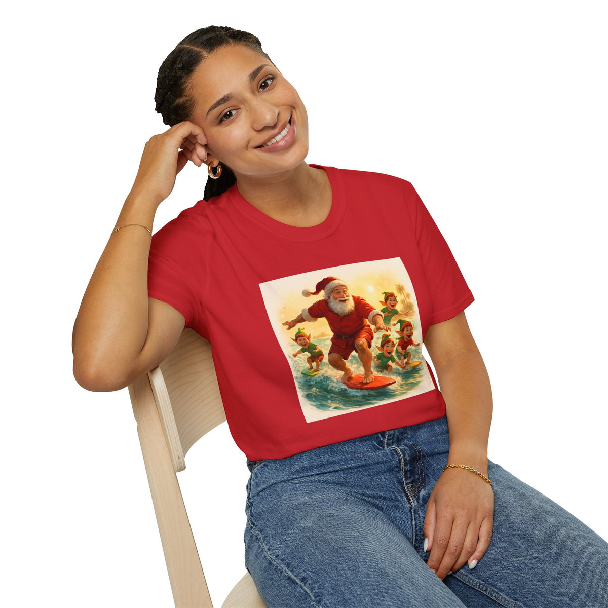 Surfing Santa Vintage Christmas T-Shirt