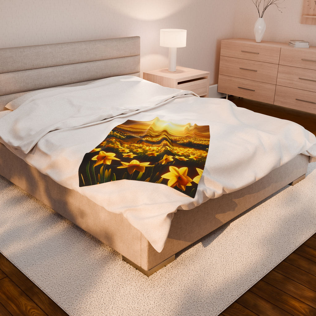 Velveteen Plush Blanket - Daffodils