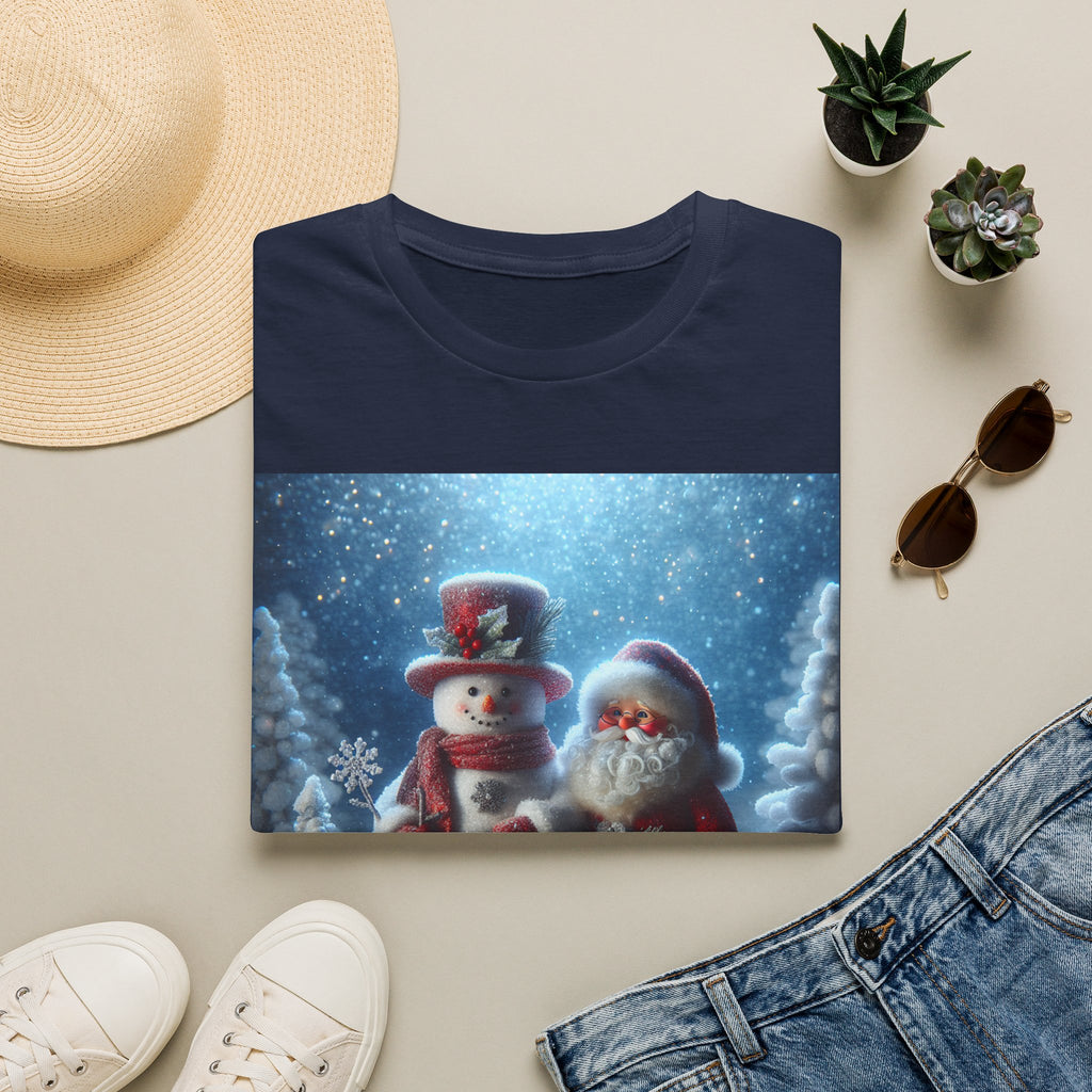 Christmas Santa & Snowman T-Shirt — Holiday Winter Scene Tee