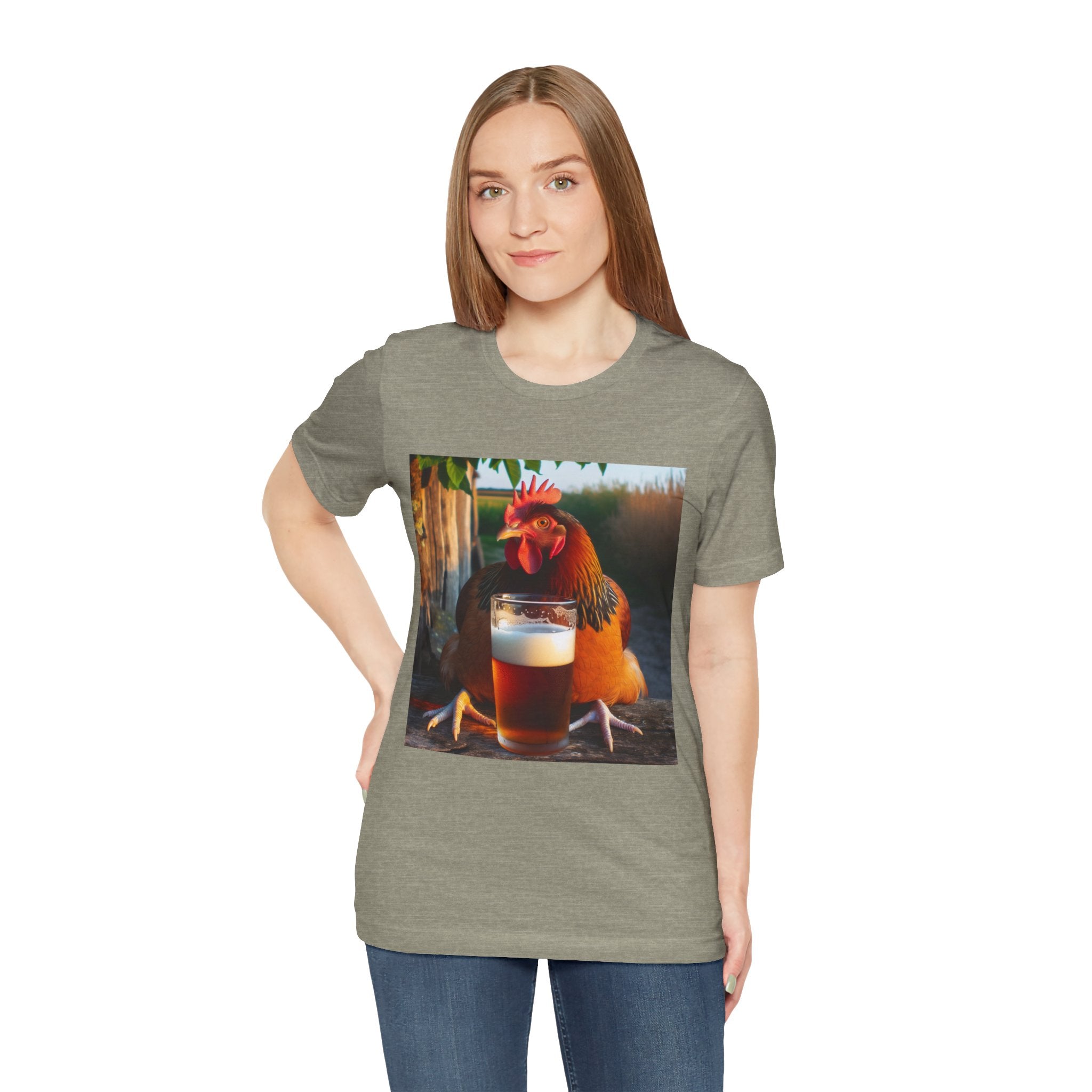 Funny Rooster with Beer Graphic Unisex T-Shirt