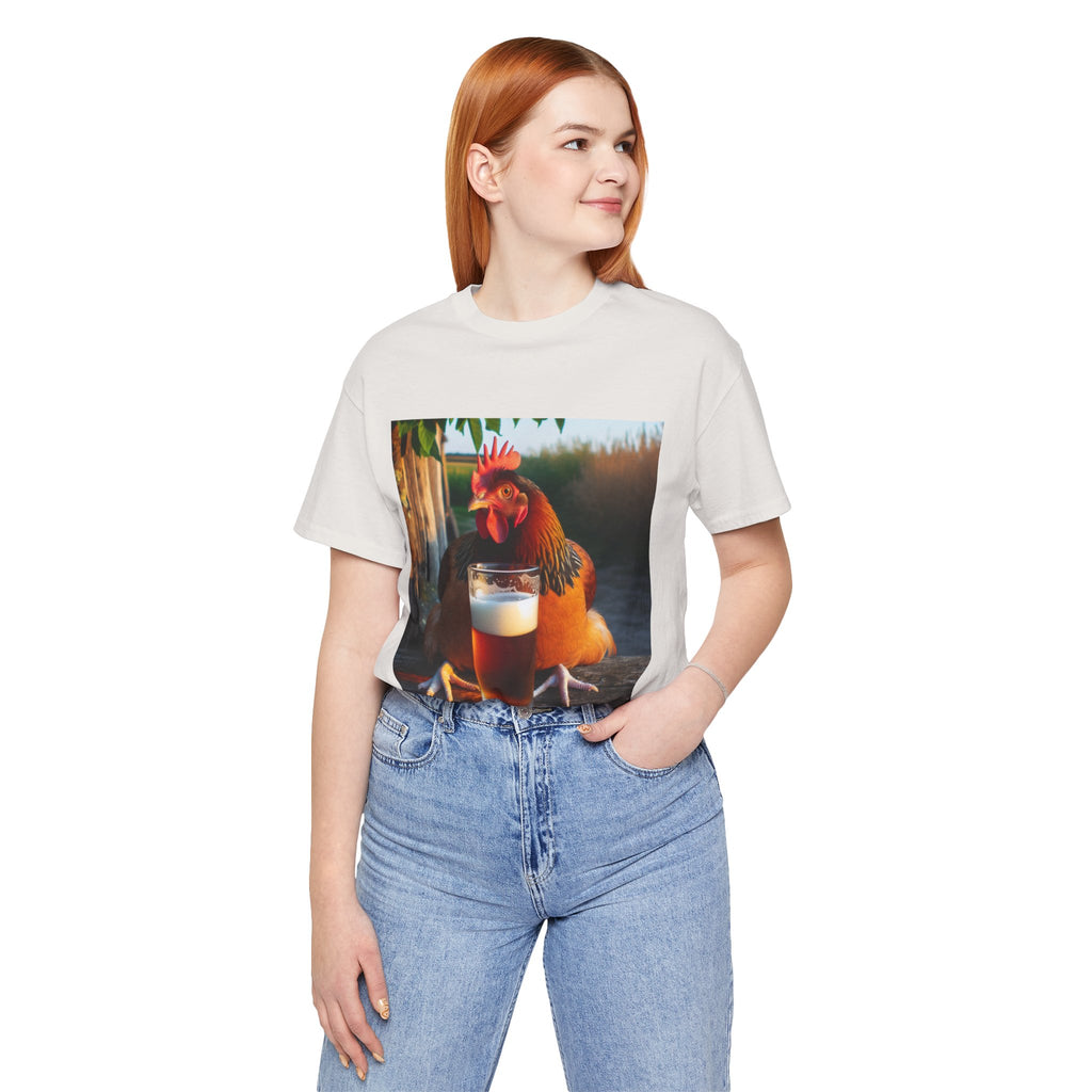 Funny Rooster with Beer Graphic Unisex T-Shirt