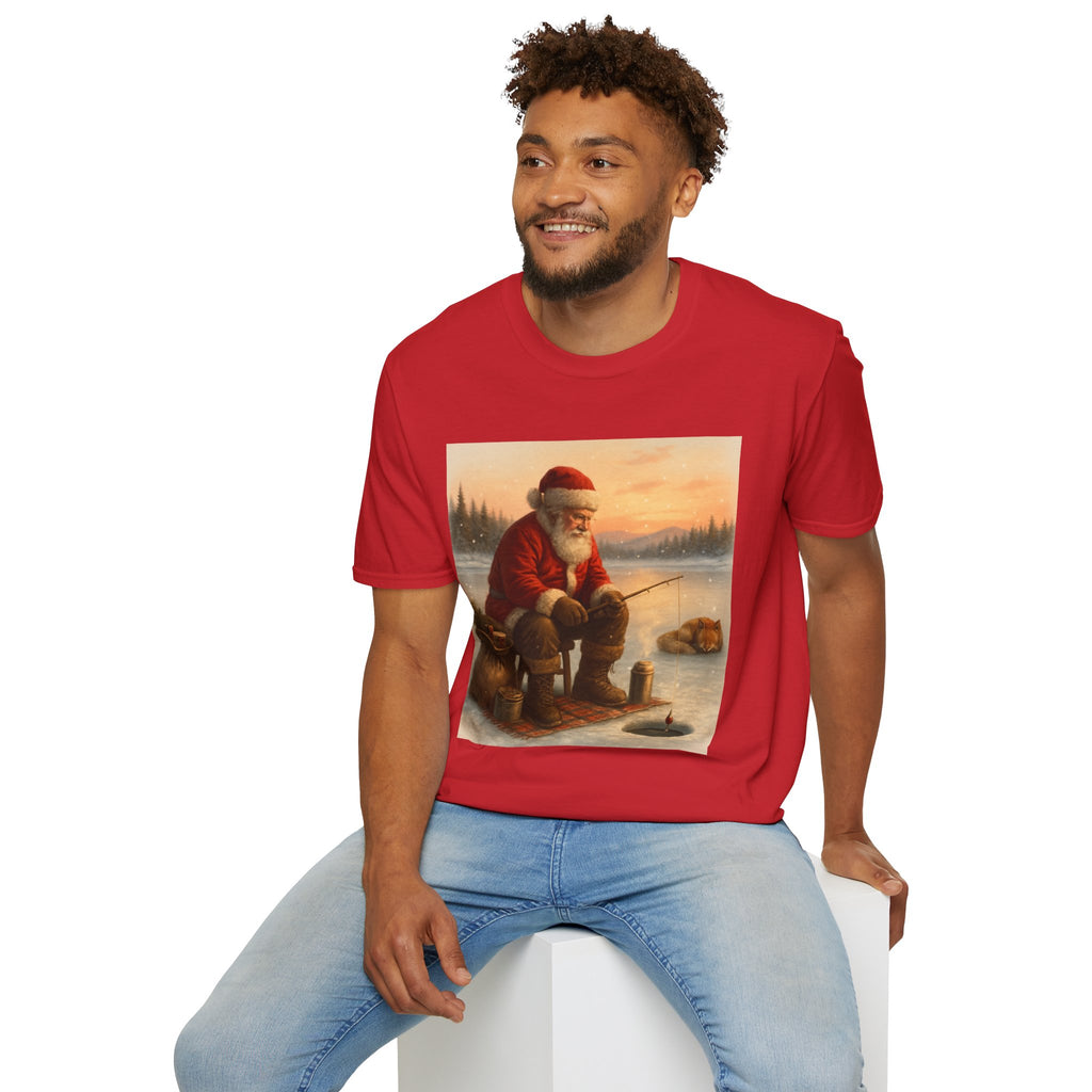 Santa Fishing Christmas T-Shirt