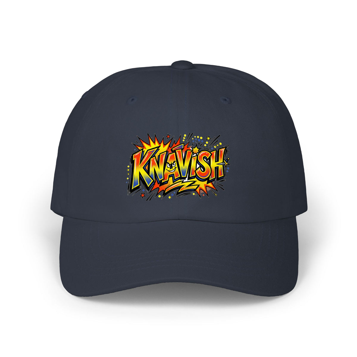 Comic-Style 'KNAVISH' Dad Cap — Retro Pop Art Embroidered Baseball Hat