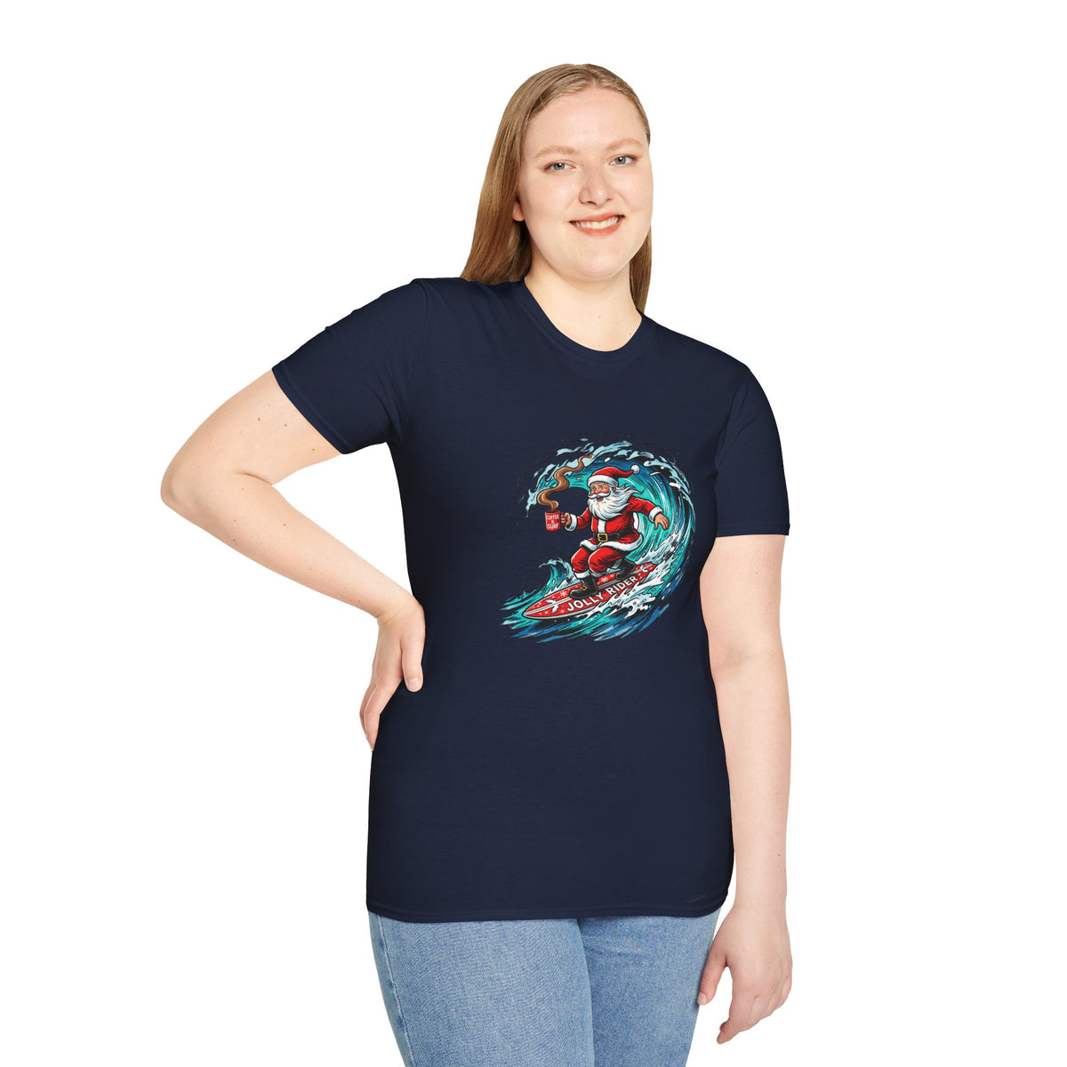 Santa Surfing T-Shirt — Surfing Santa Christmas Tee
