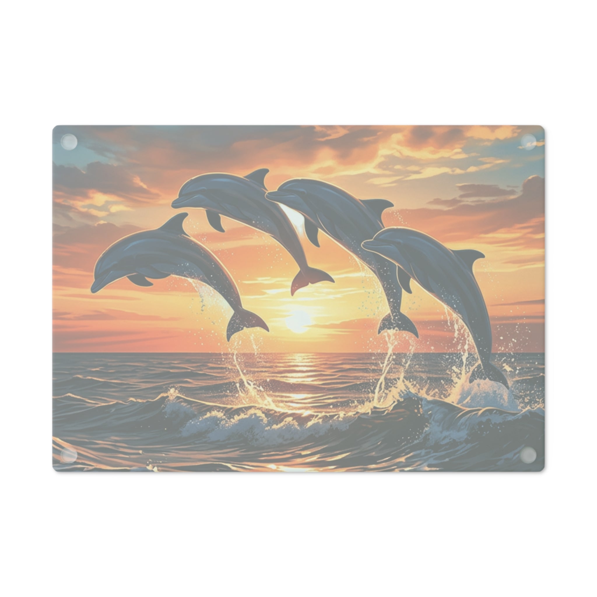 Dolphin Sunset Cutting Board — Ocean Wave Kitchen Decor