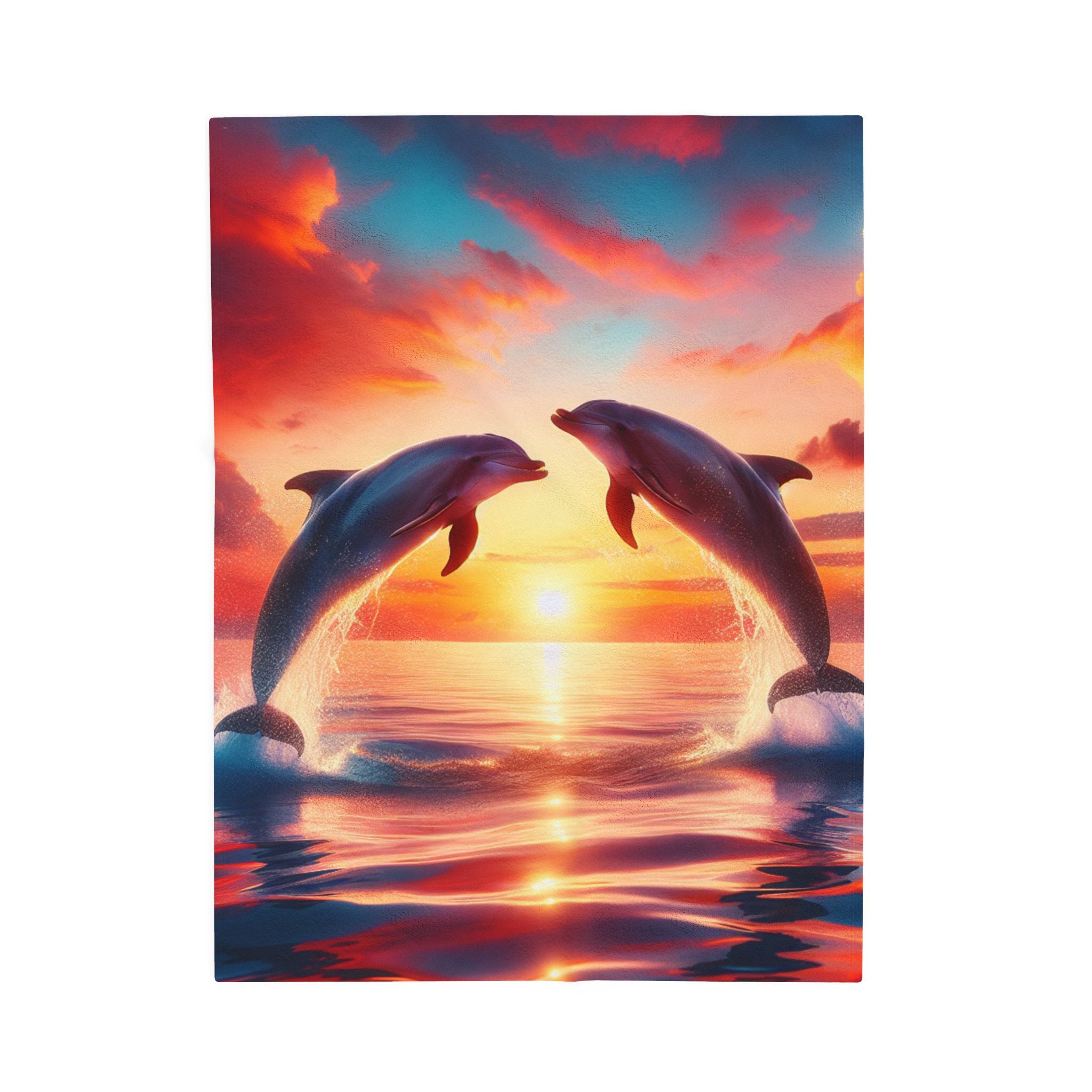 Velveteen Plush Blanket - Dolphins