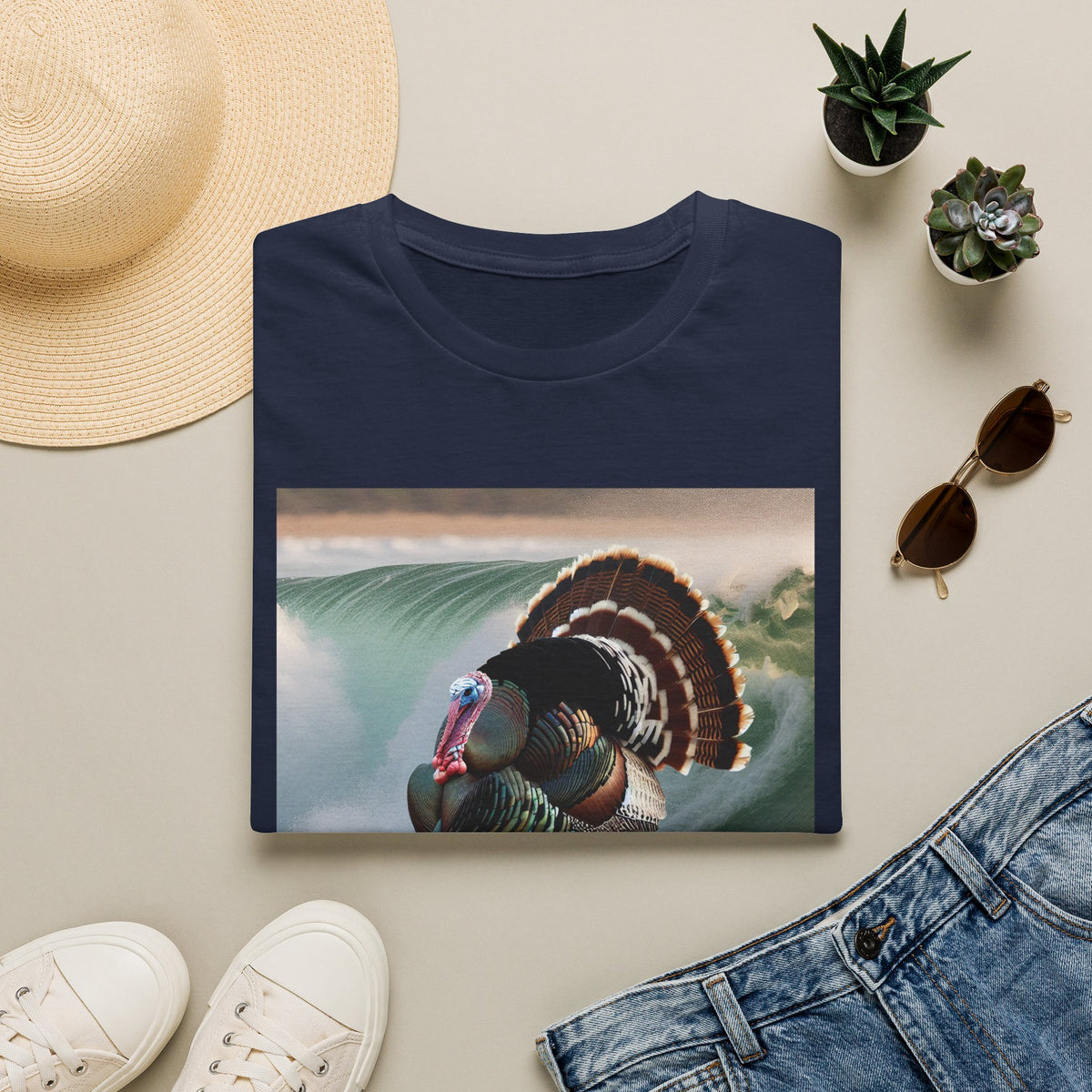 Surfing Turkey T-Shirt — Funny Thanksgiving Surfboard Graphic Tee