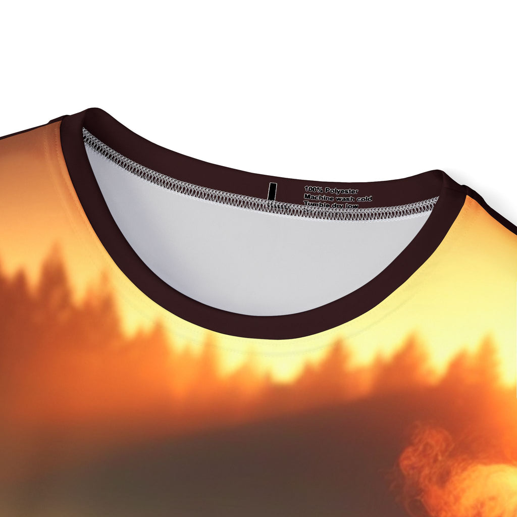 Rooster Sunrise Men’s Sports Jersey — Colorful Farm Morning Graphic Tee