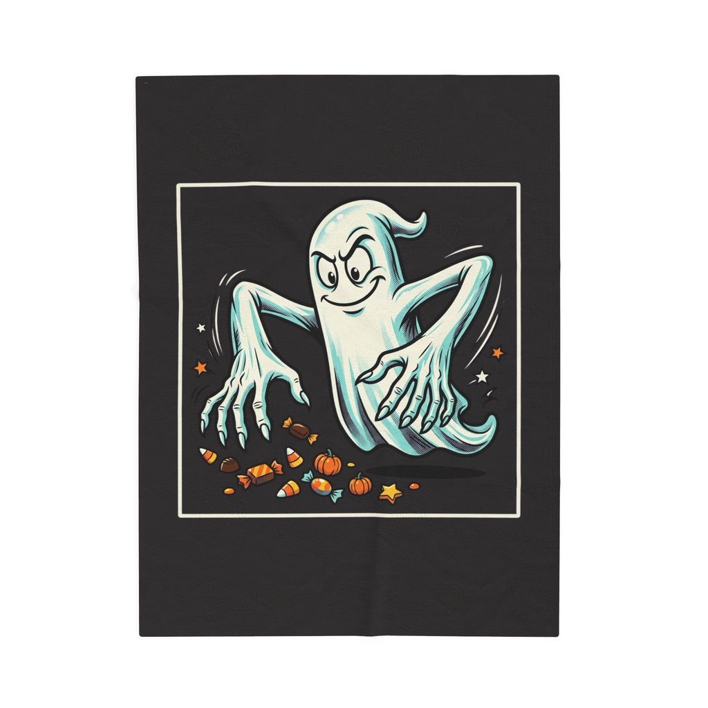 Candy Grabber Ghost Halloween Velveteen Plush Blanket