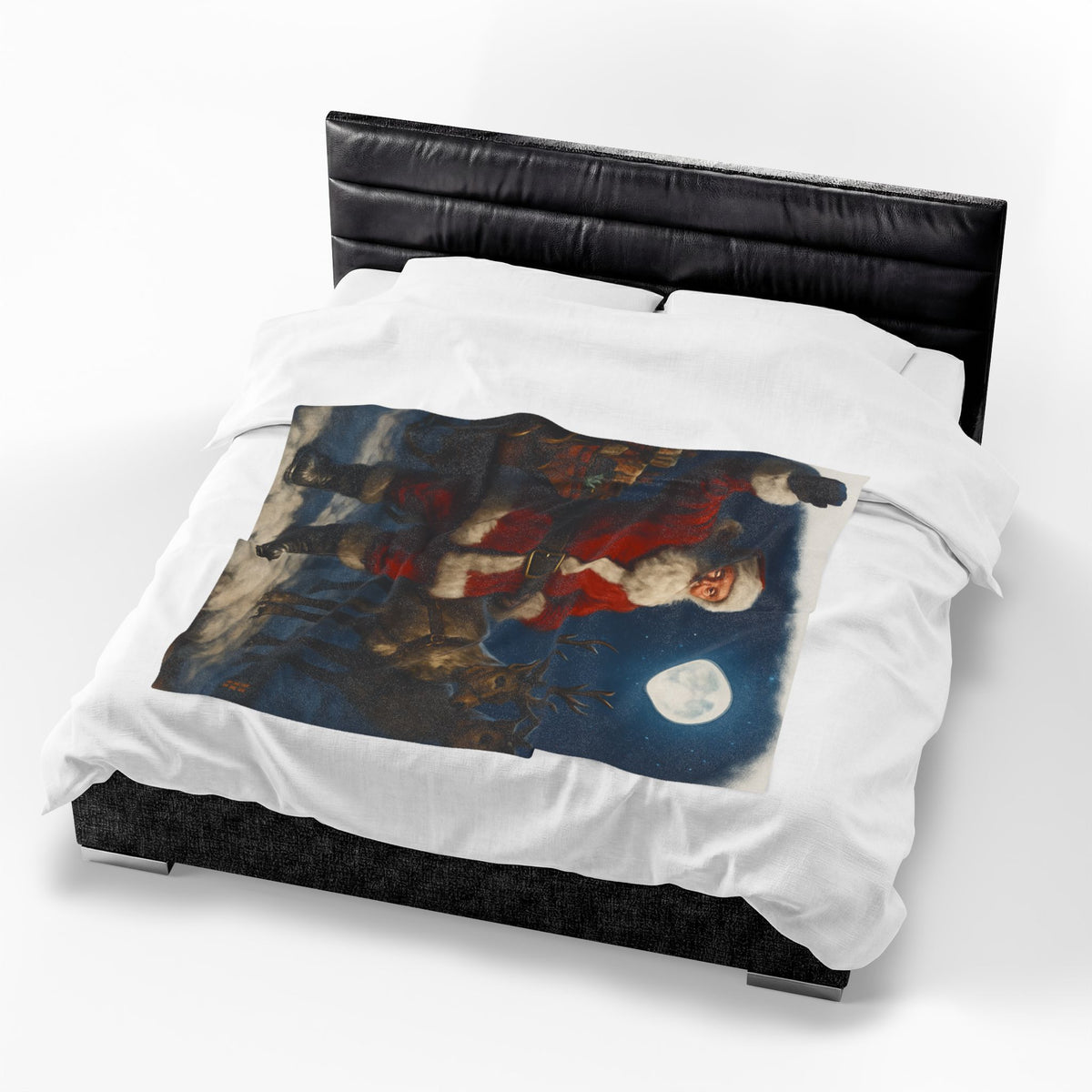 Santa Claus and Reindeer Christmas Velveteen Plush Blanket