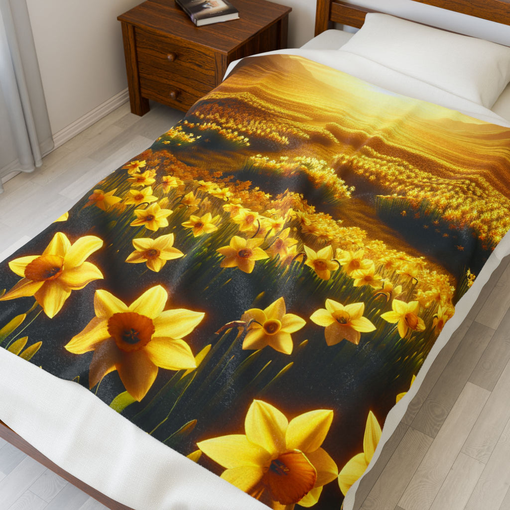 Velveteen Plush Blanket - Daffodils