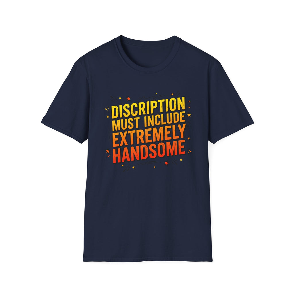 T-Shirt — “Description Must Include Extremely Handsome” Retro Comic Graphic Tee