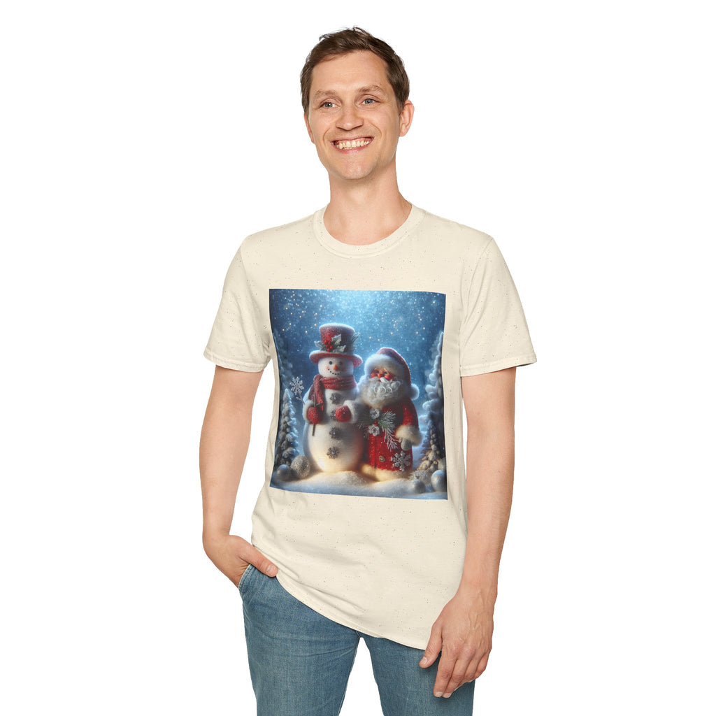Christmas Santa & Snowman T-Shirt — Holiday Winter Scene Tee