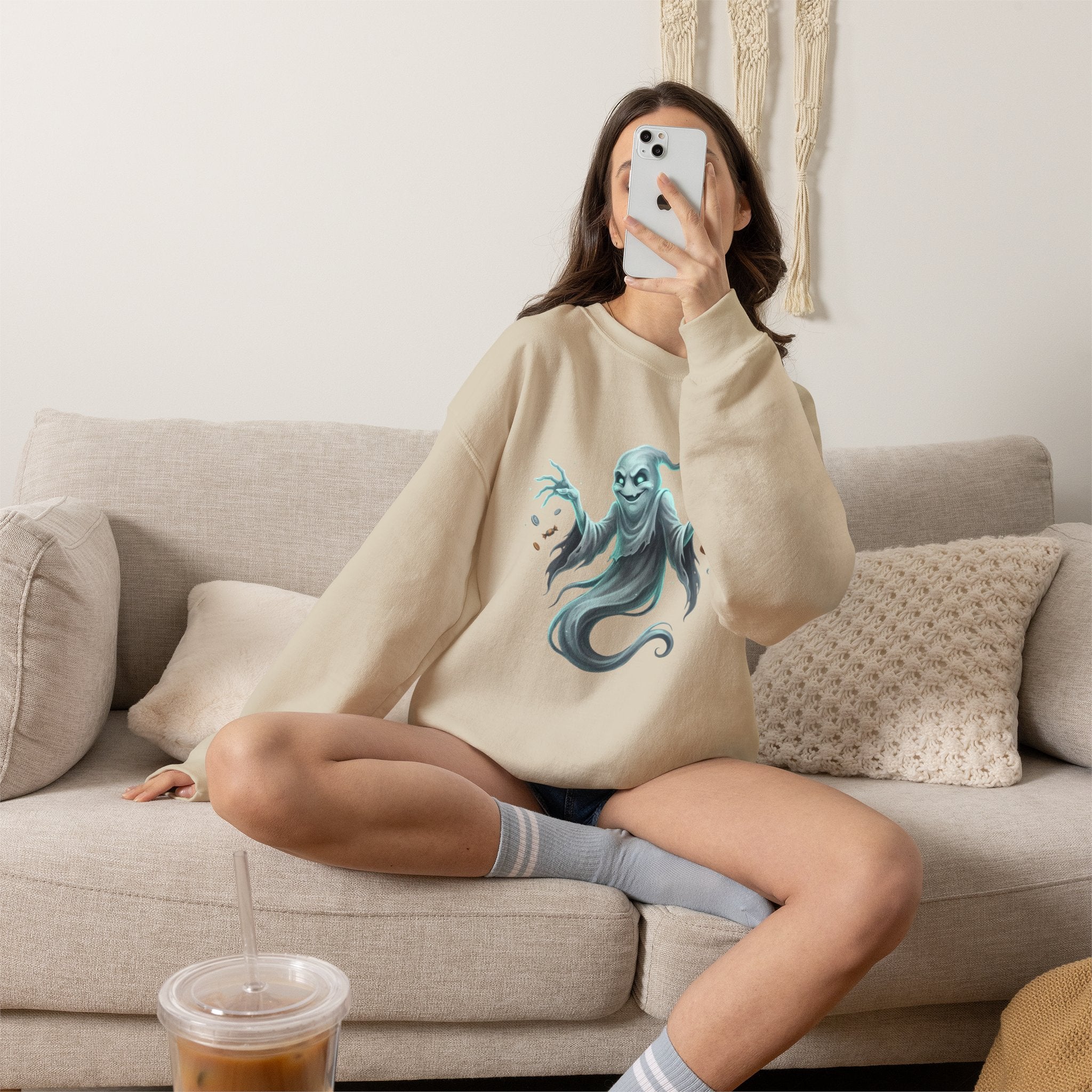 Mischief Ghost Halloween Crewneck Sweatshirt
