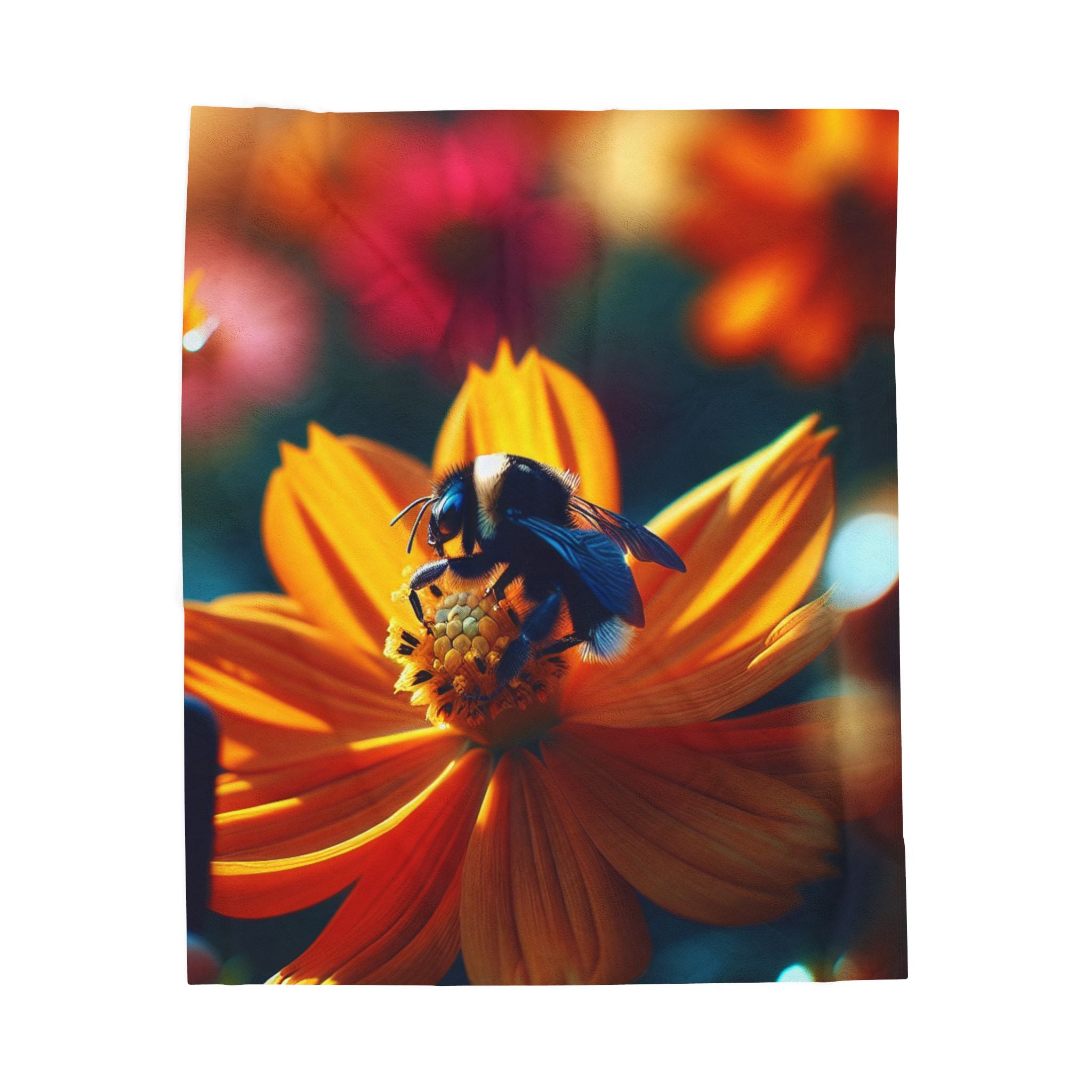 Velveteen Plush Blanket - Bee on Flower