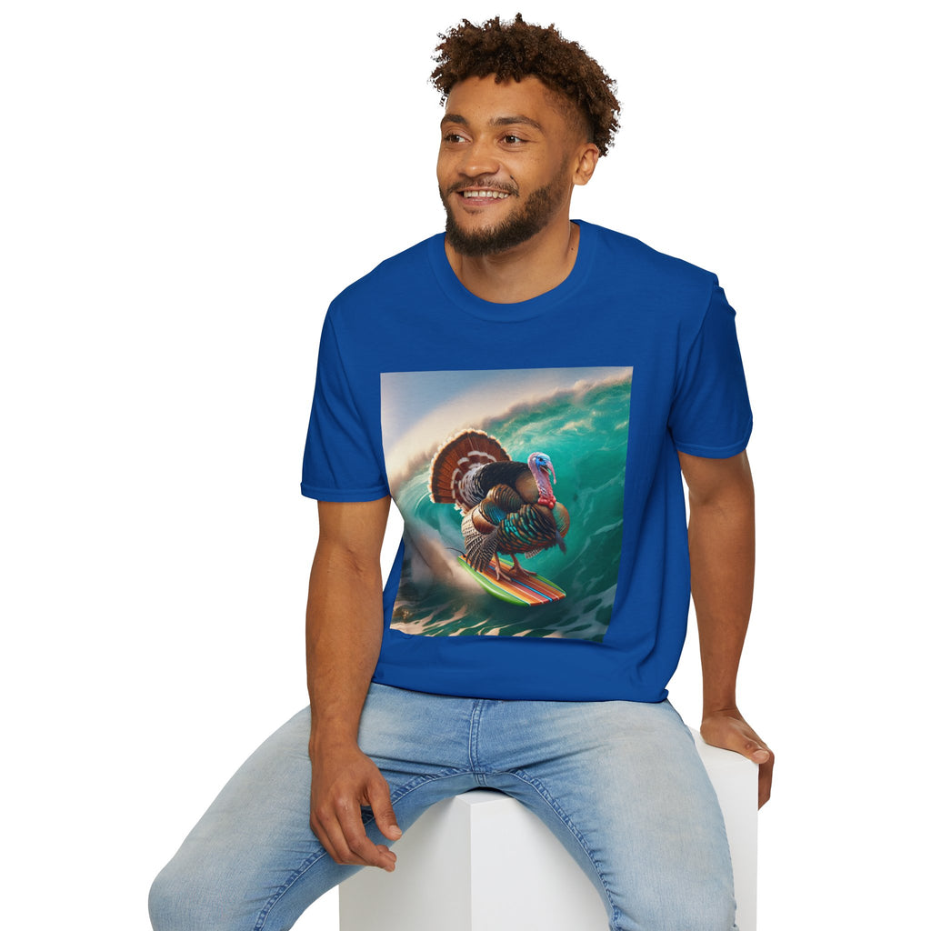 Majestic Surfing Turkey T-Shirt – Thanksgiving Wildlife Graphic Tee