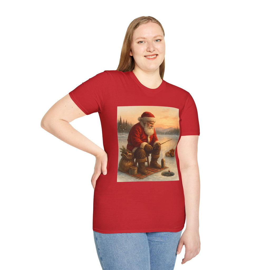 Santa Fishing Christmas T-Shirt