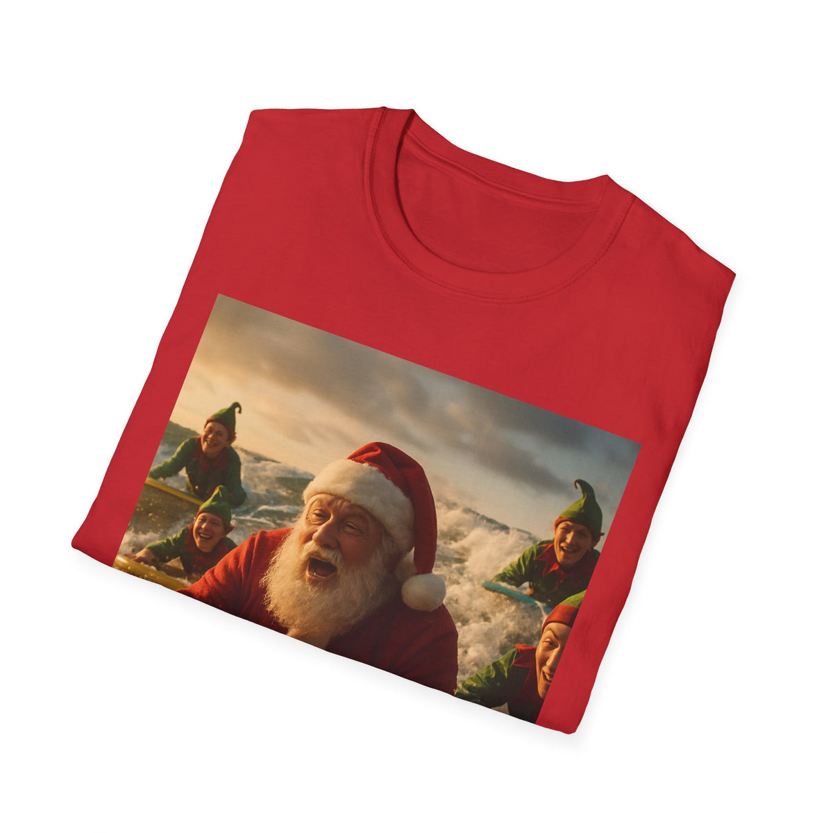 Santa Surfing T-Shirt — Funny Christmas Holiday Surf Santa Tee