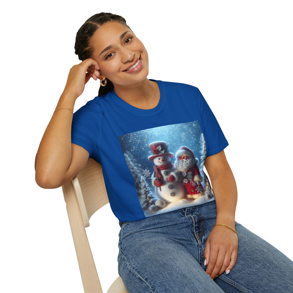 Christmas Santa & Snowman T-Shirt — Holiday Winter Scene Tee