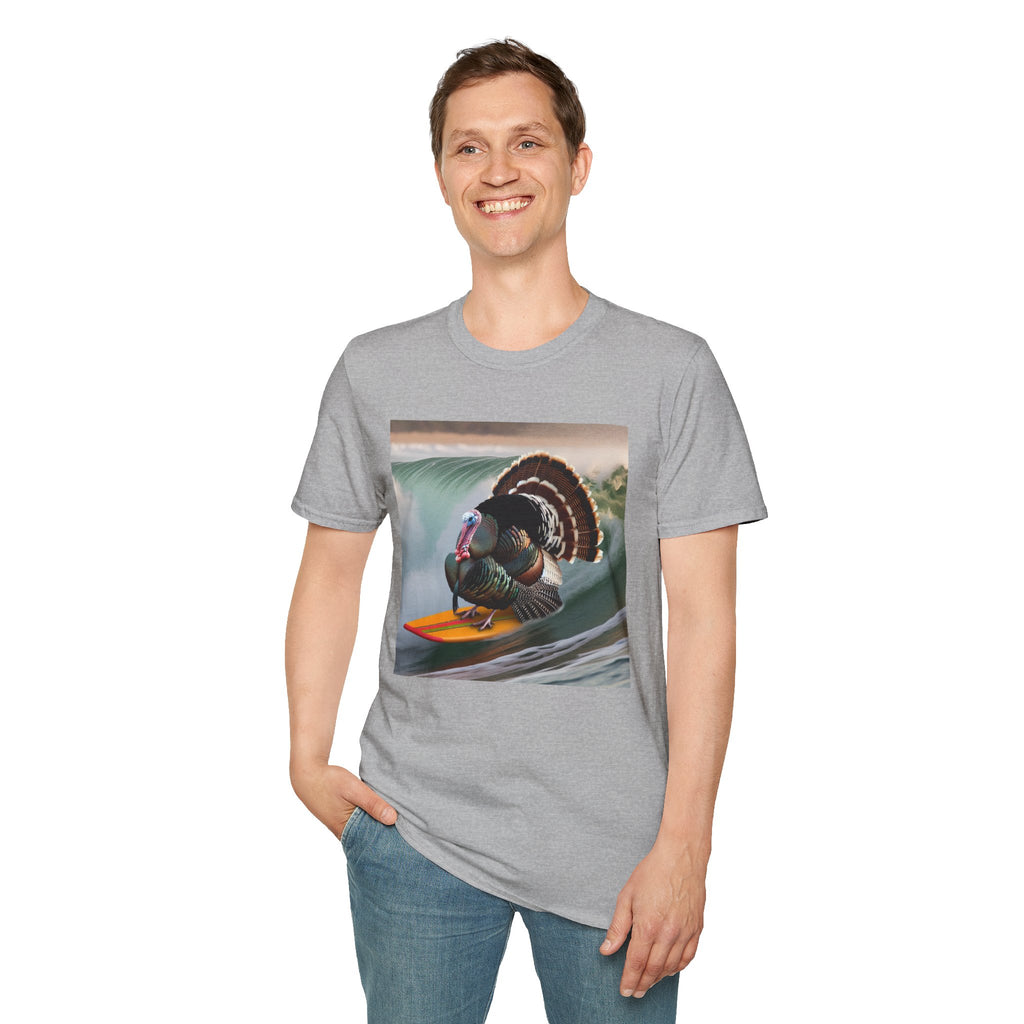 Surfing Turkey T-Shirt — Funny Thanksgiving Surfboard Graphic Tee