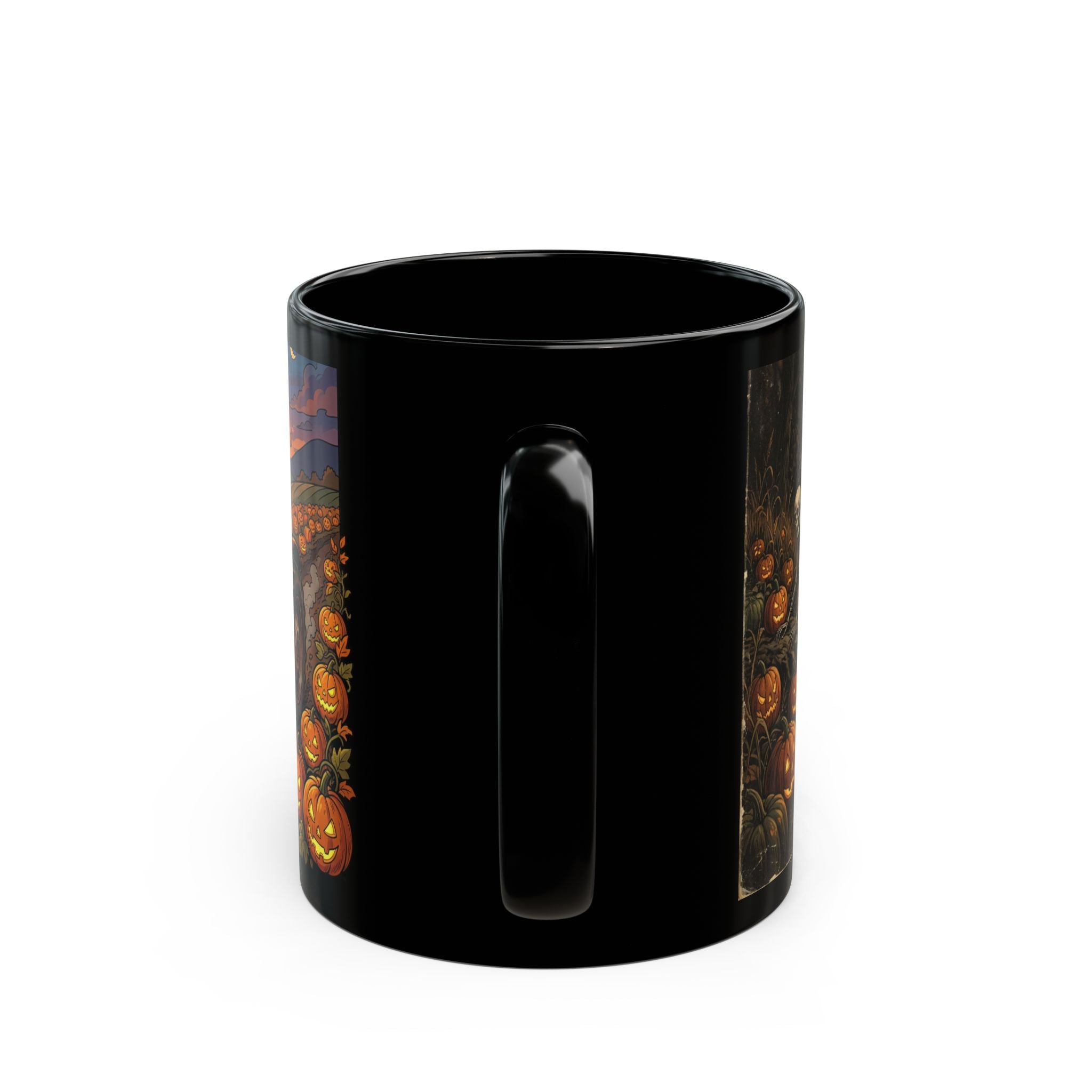 Halloween Pumpkin Patch Skeleton Mug — Spooky Farm Coffee Cup (11oz/15oz)