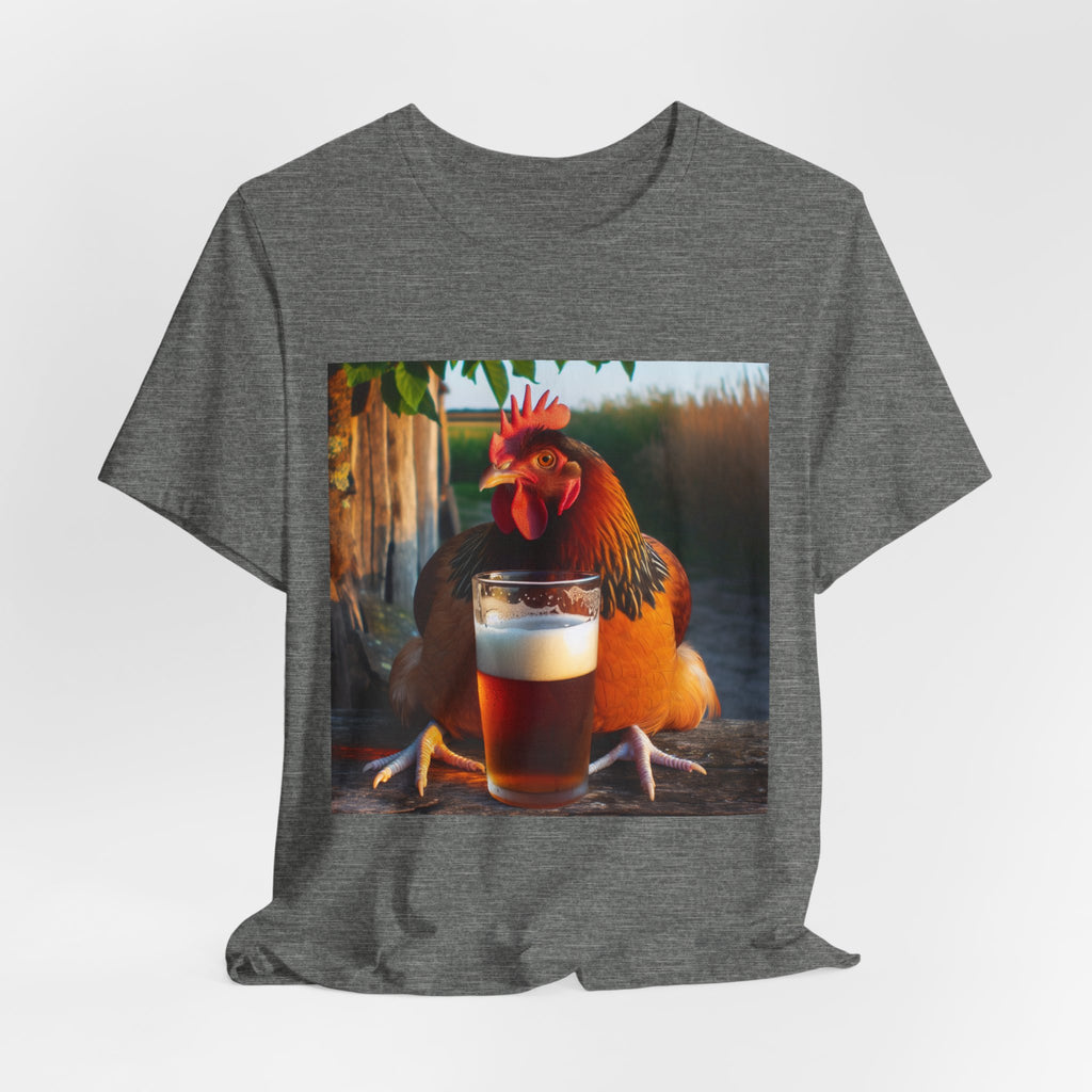 Funny Rooster with Beer Graphic Unisex T-Shirt