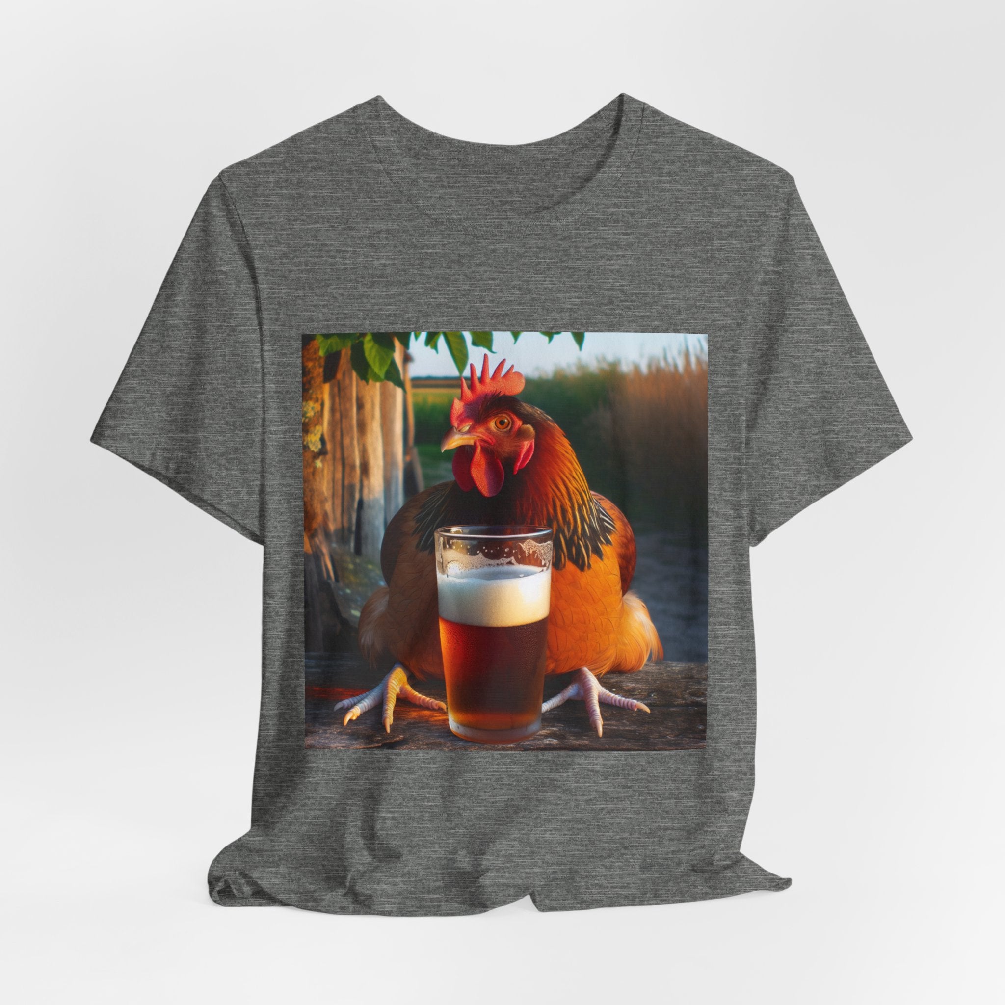 Funny Rooster with Beer Graphic Unisex T-Shirt