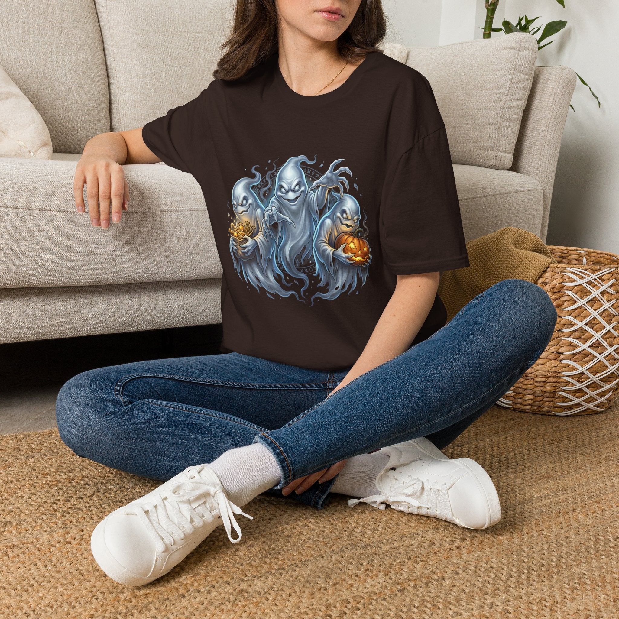 Three Menacing Ghosts Halloween Unisex Softstyle T-Shirt