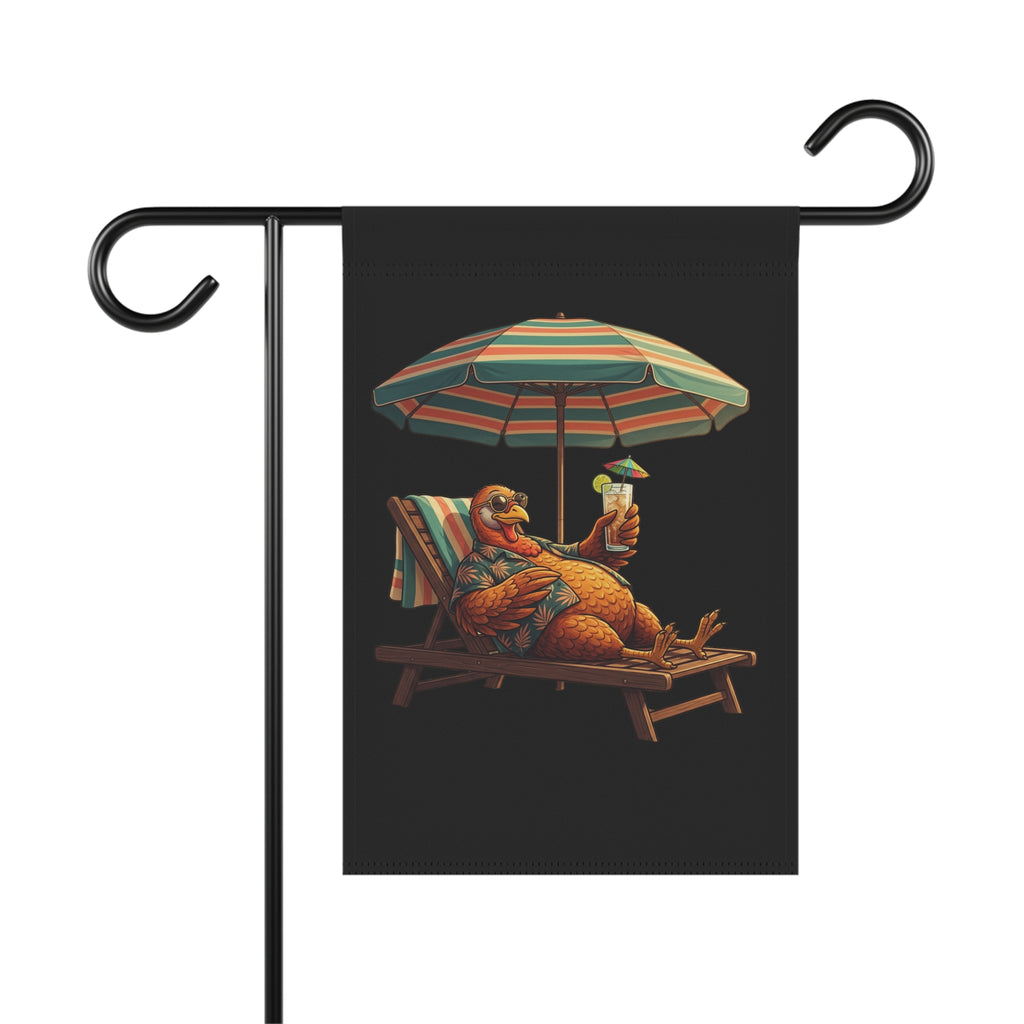 Garden Flag — Relaxed Turkey Lounging With Drink Garden & House Banner