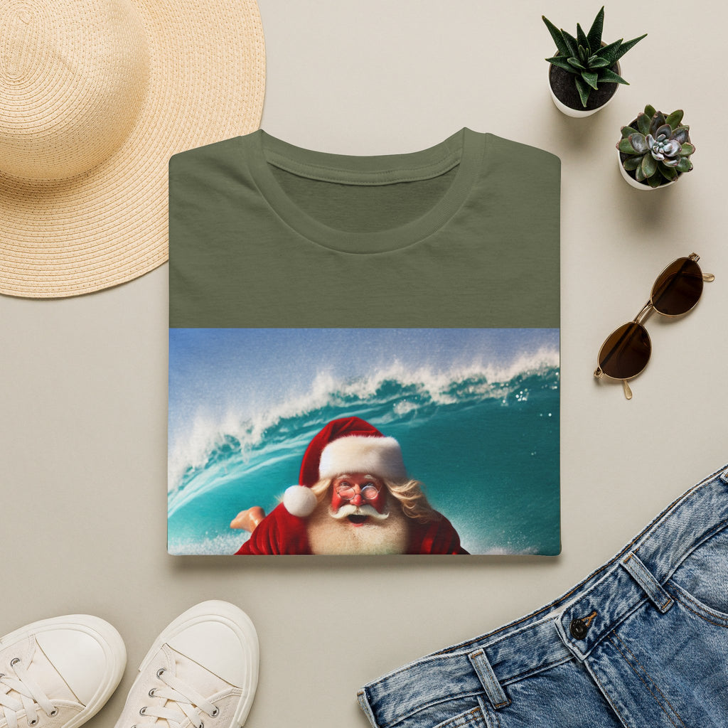 Surfing Santa T-Shirt — Funny Christmas Surf Holiday Tee