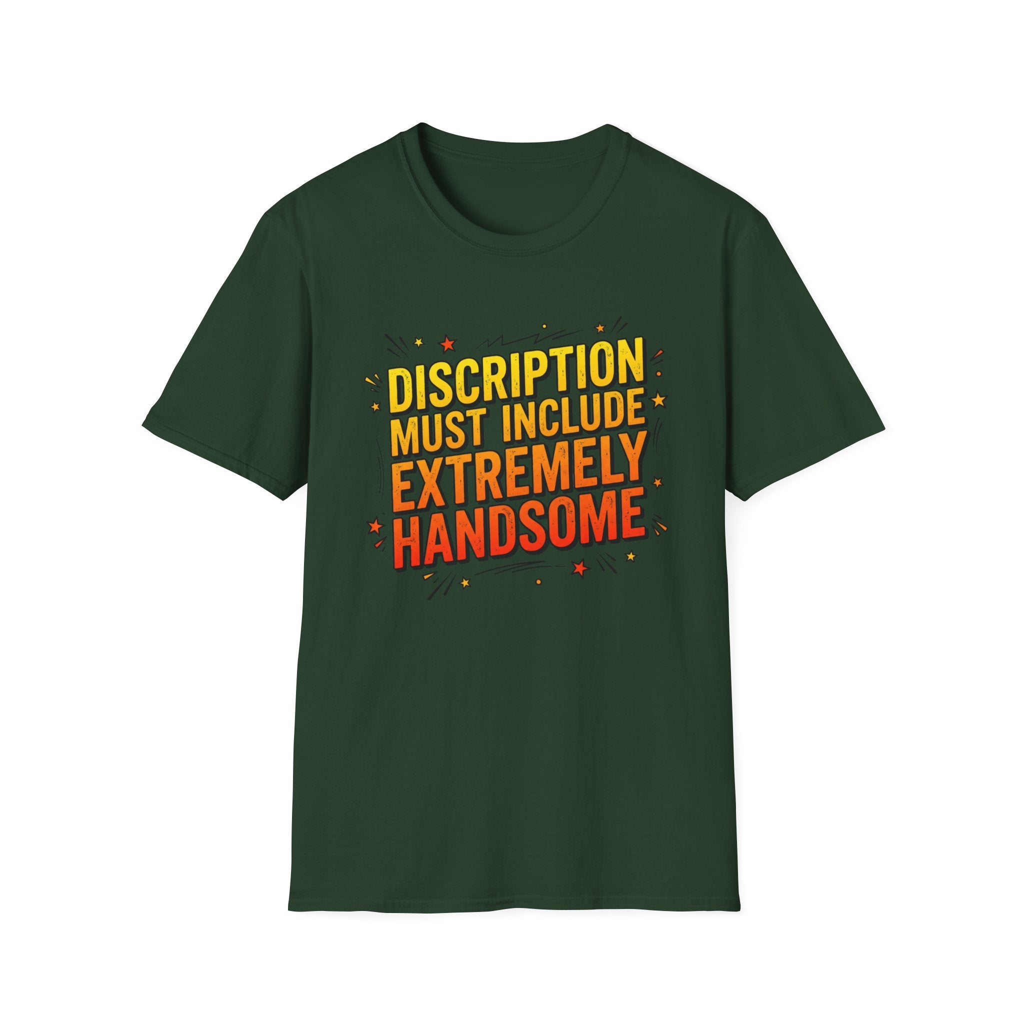 T-Shirt — “Description Must Include Extremely Handsome” Retro Comic Graphic Tee